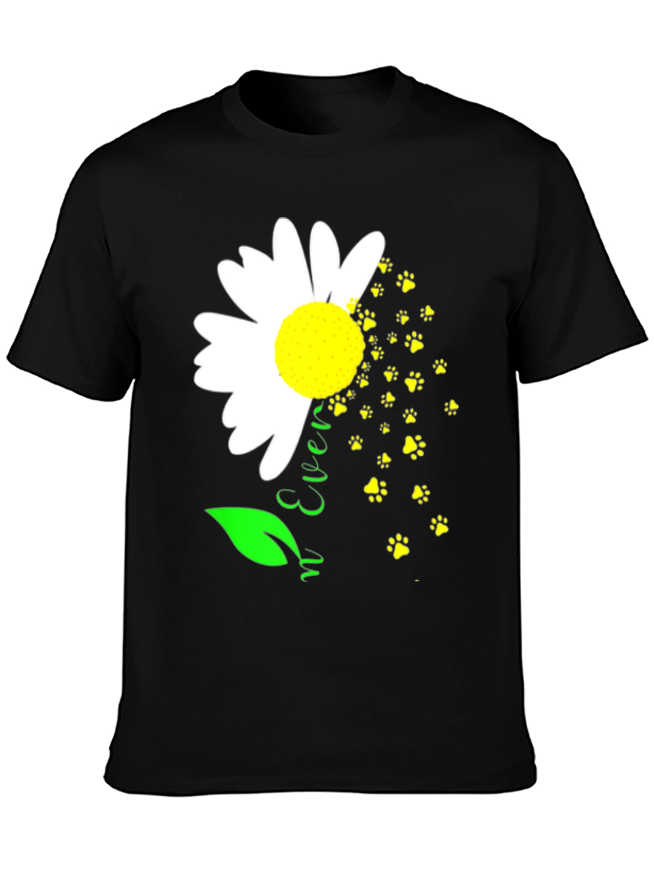 Daisy Paw Prints T-Shirt Black
