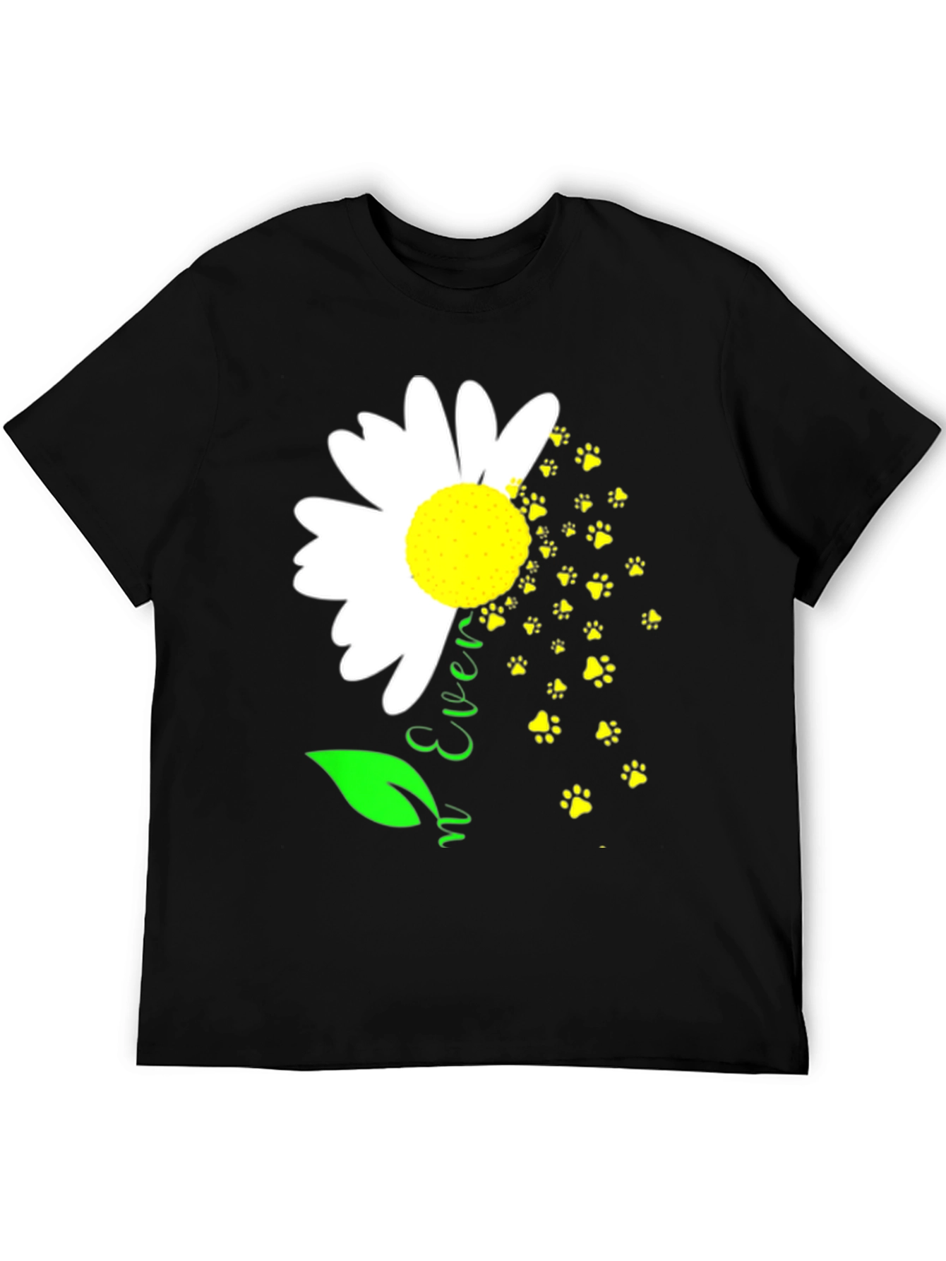 Daisy Paw Prints T-Shirt Black