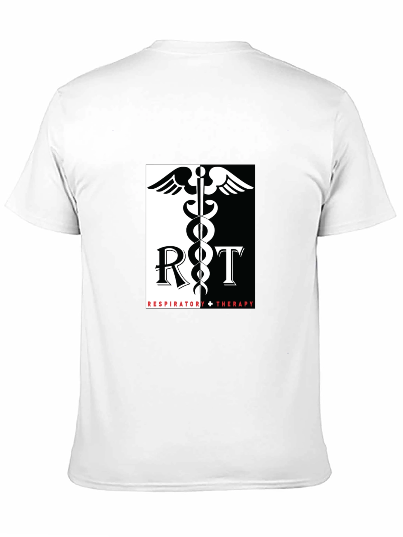 Respiratory Therapy Black T-Shirt - Medical Caduceus Design