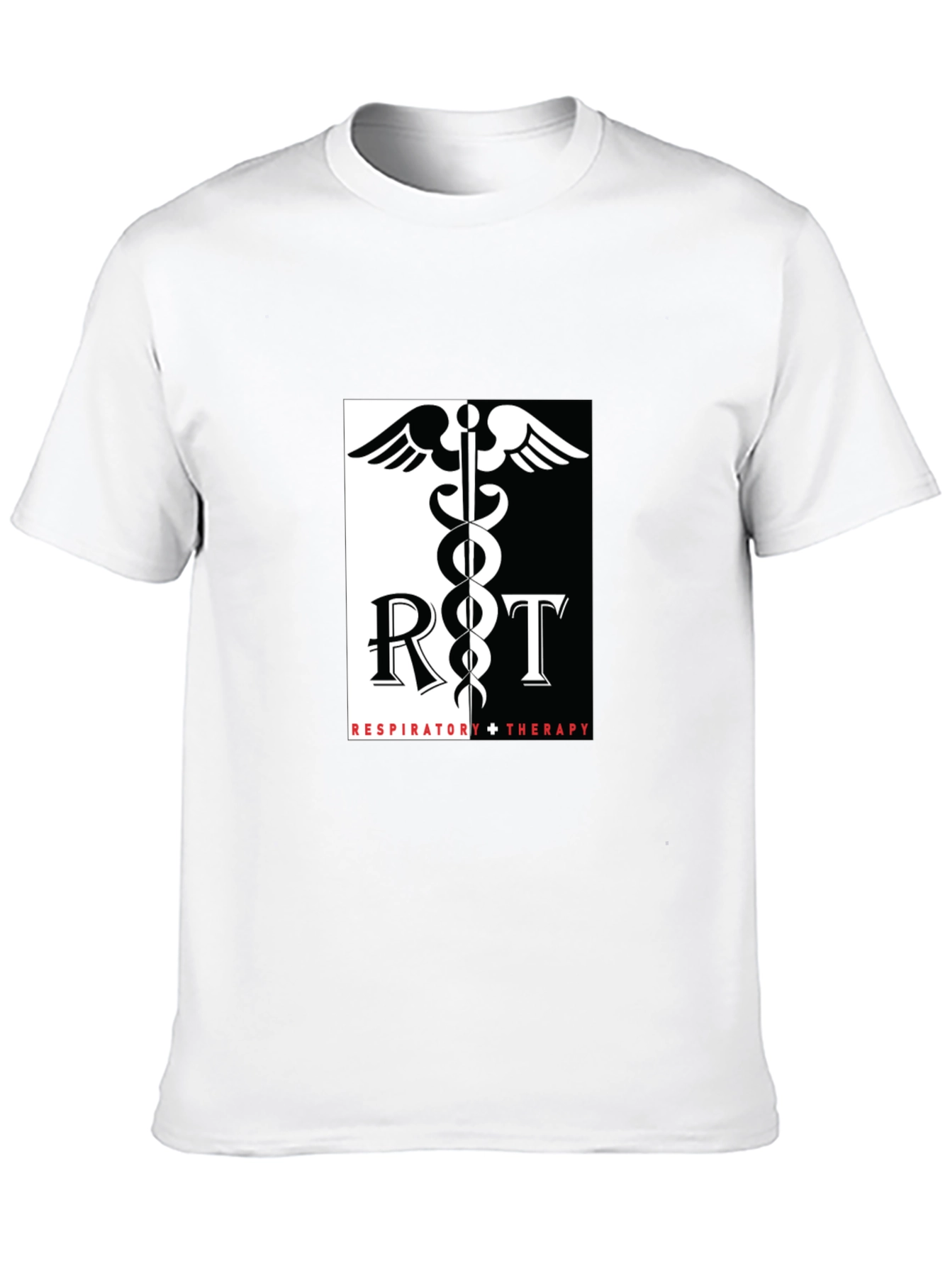 Respiratory Therapy Black T-Shirt - Medical Caduceus Design