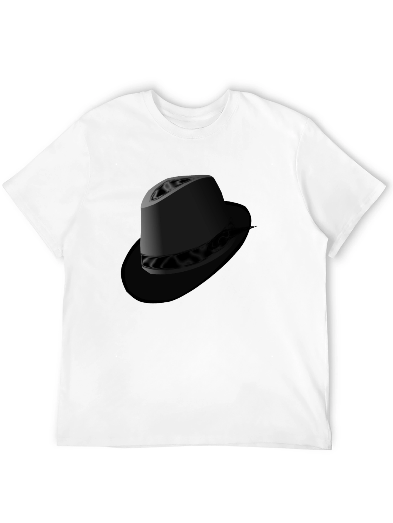 Black Graphic Tee - Fedora Hat Design