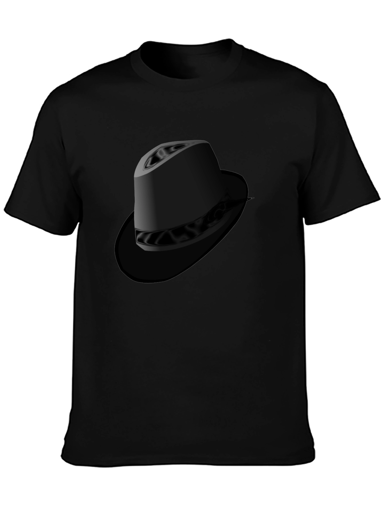 Black Graphic Tee - Fedora Hat Design