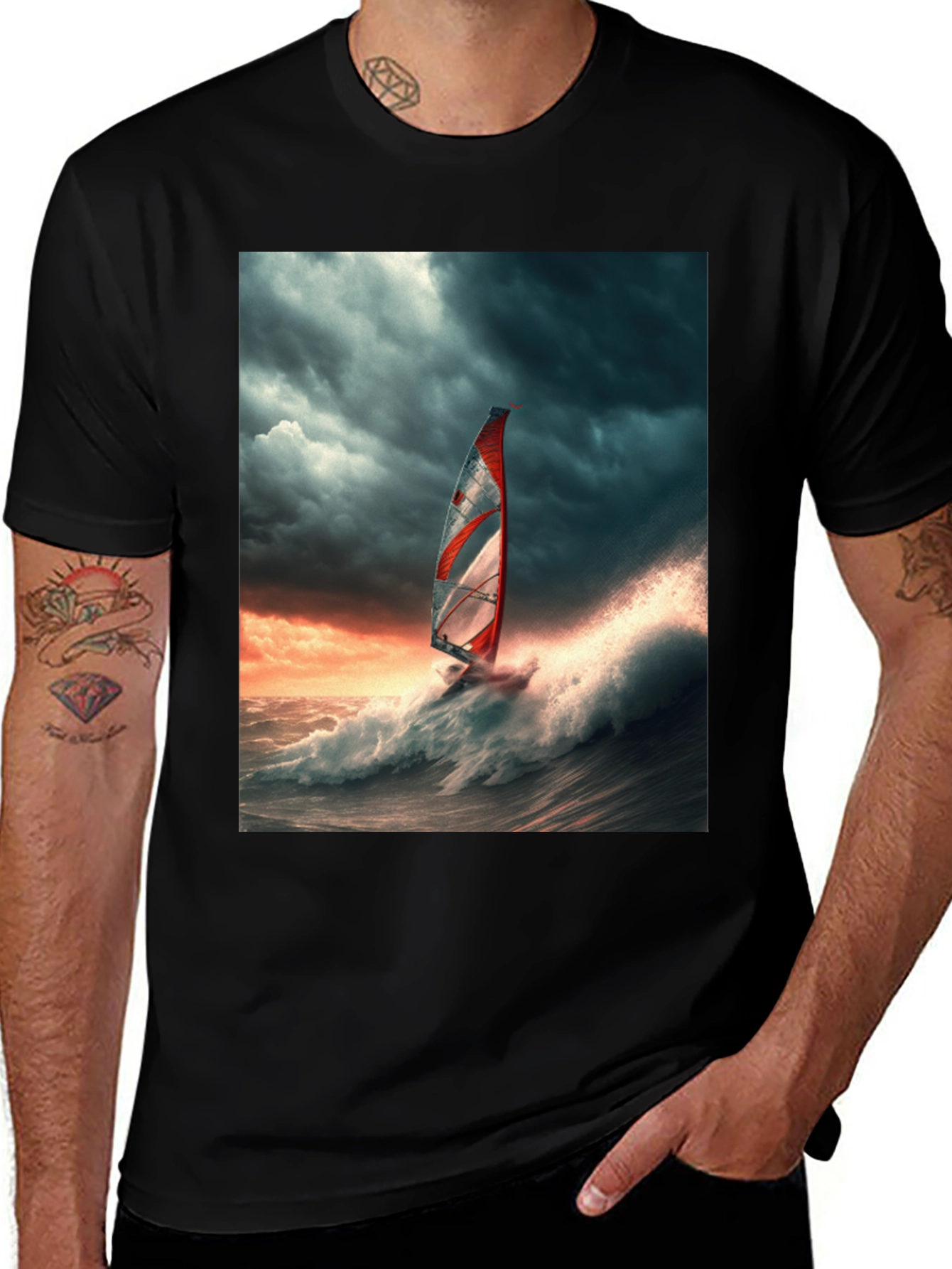Windsurfer Wave T-Shirt - Ocean Adventure Tee