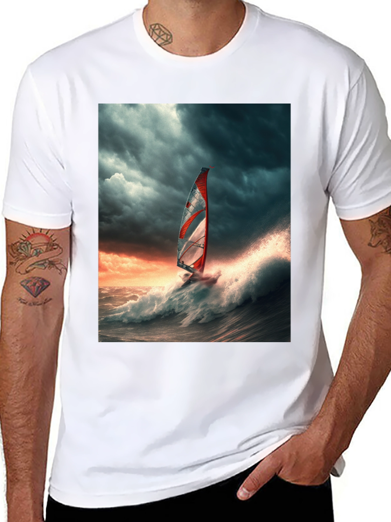 Windsurfer Wave T-Shirt - Ocean Adventure Tee