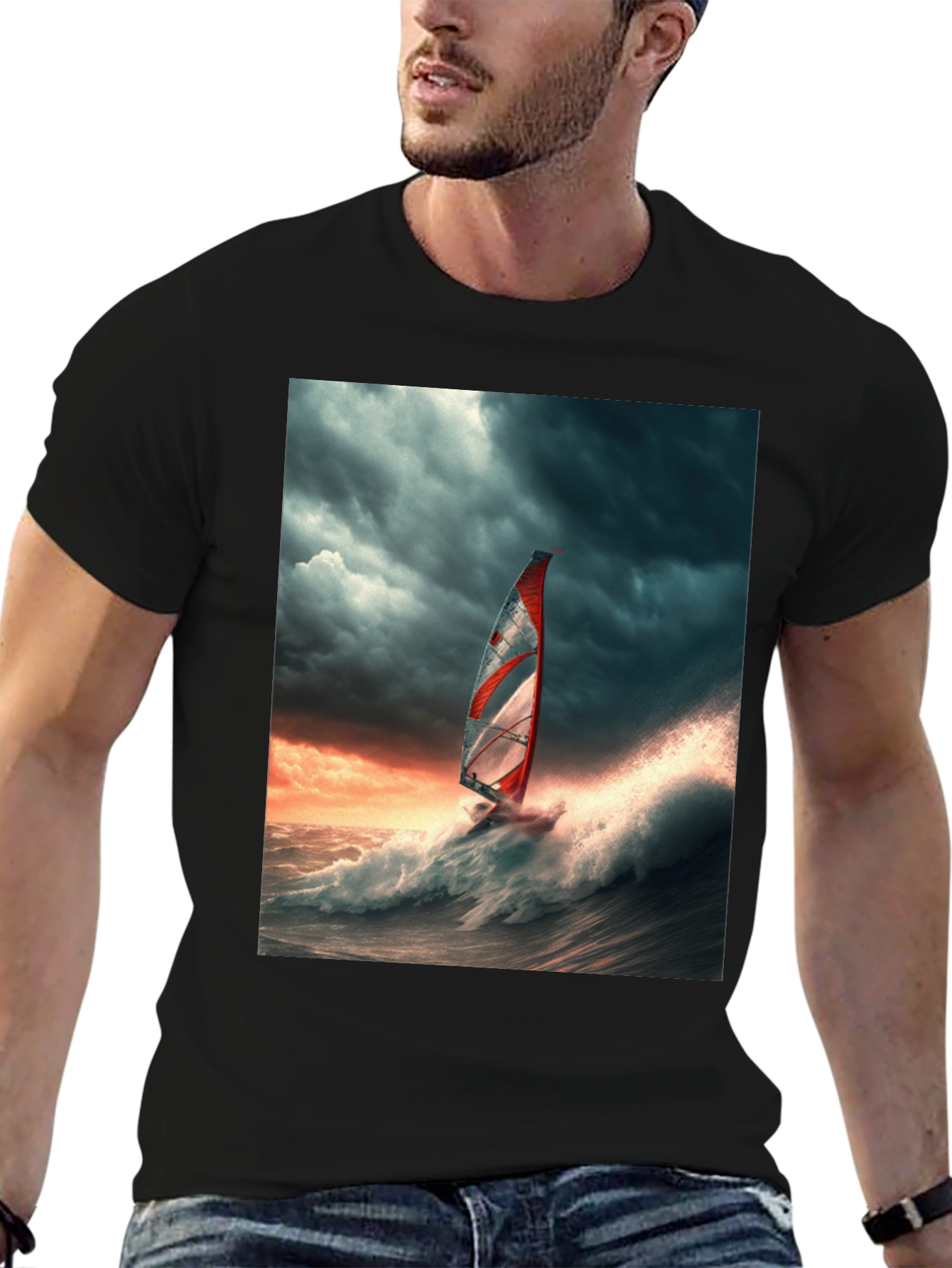 Windsurfer Wave T-Shirt - Ocean Adventure Tee