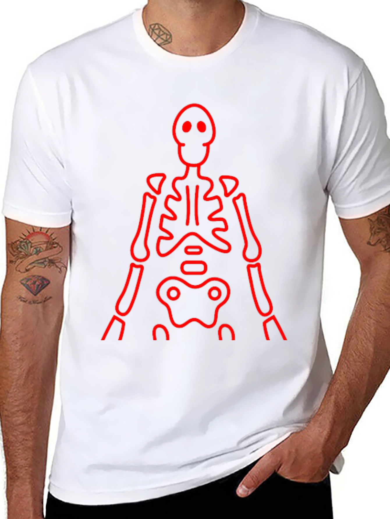 Red Skeleton Graphic Black Tee