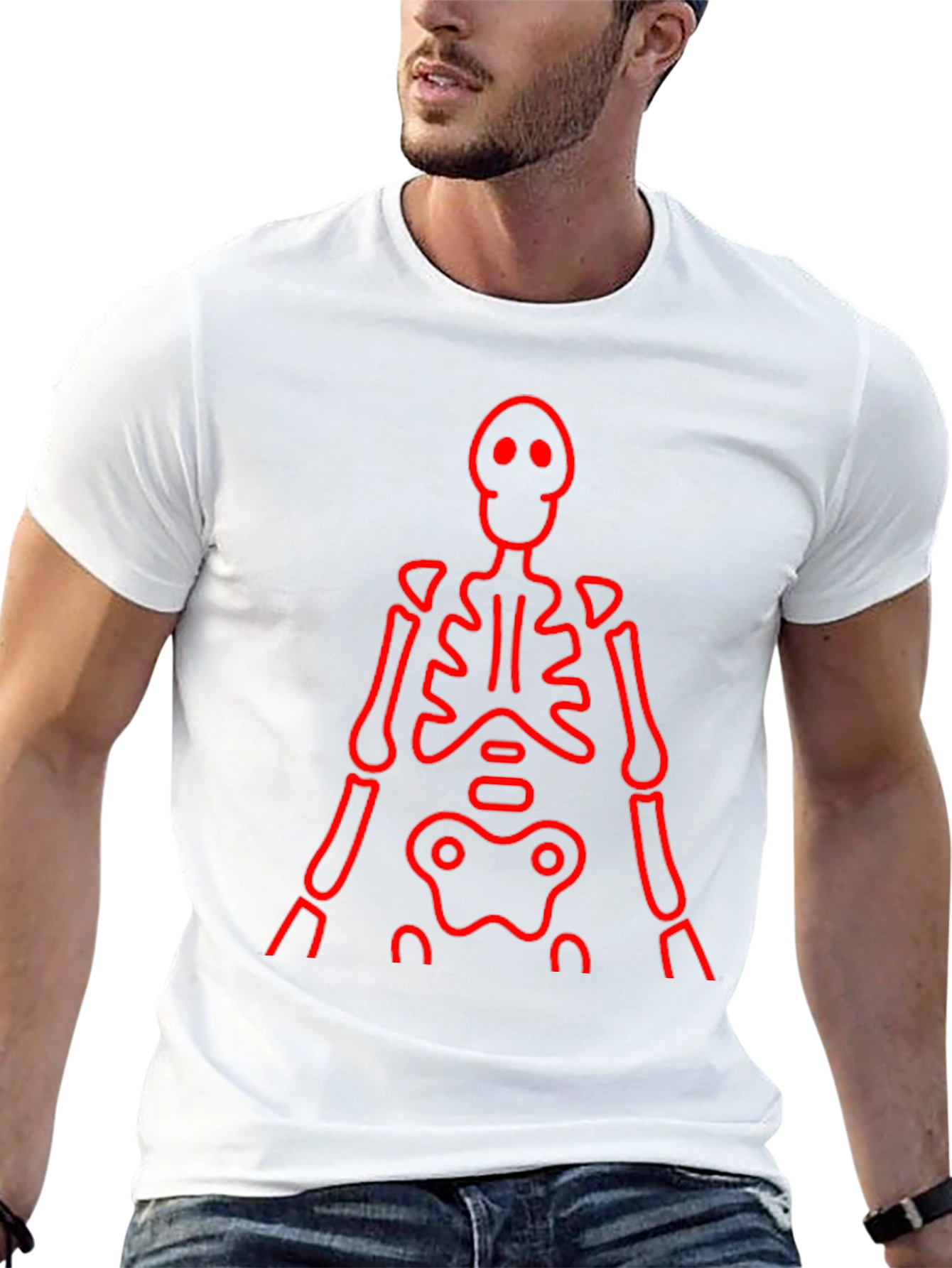 Red Skeleton Graphic Black Tee