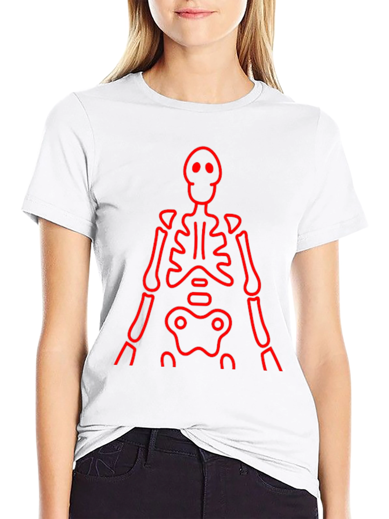 Red Skeleton Graphic Black Tee