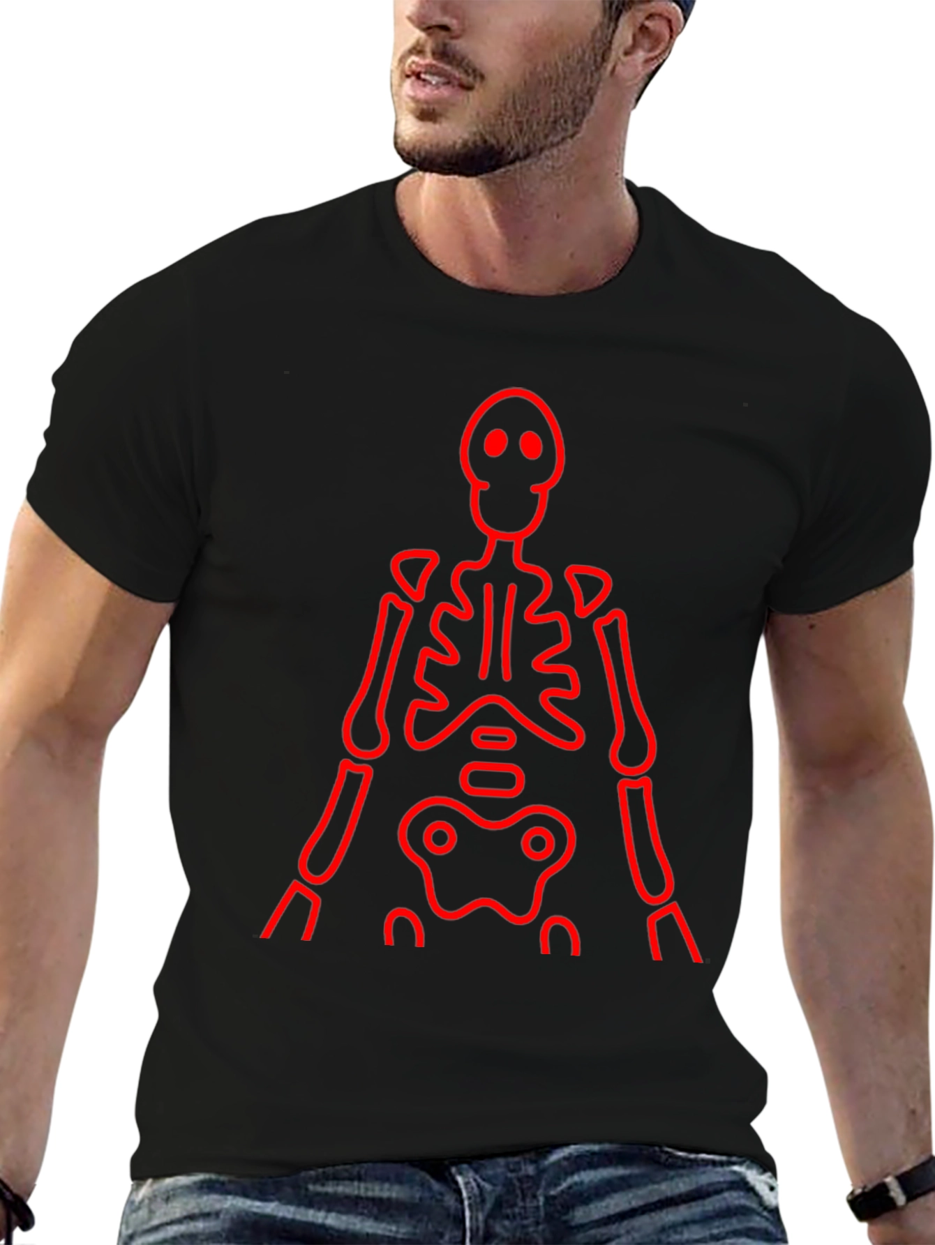 Red Skeleton Graphic Black Tee