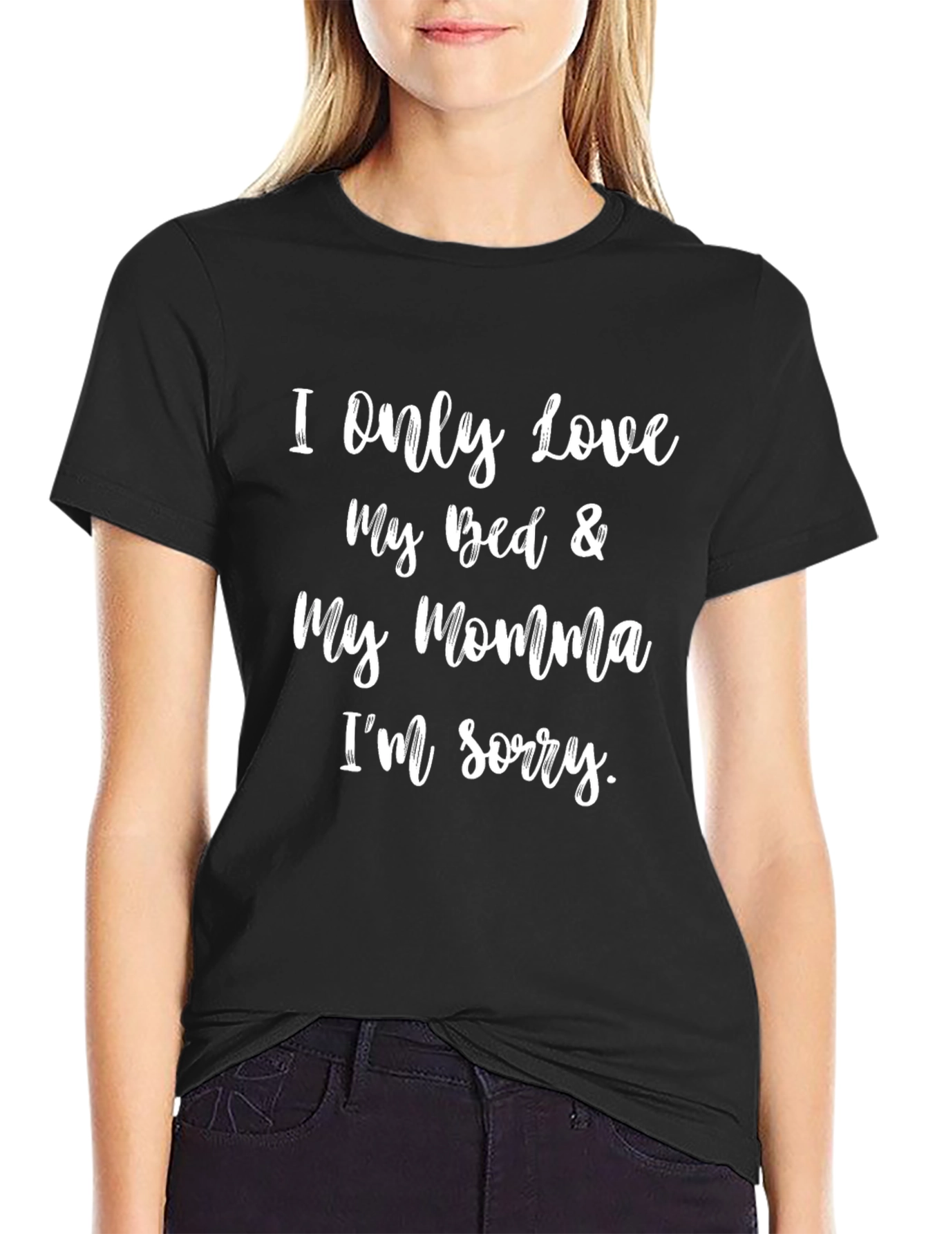 I Love My Bed & Momma Mens Black Tee