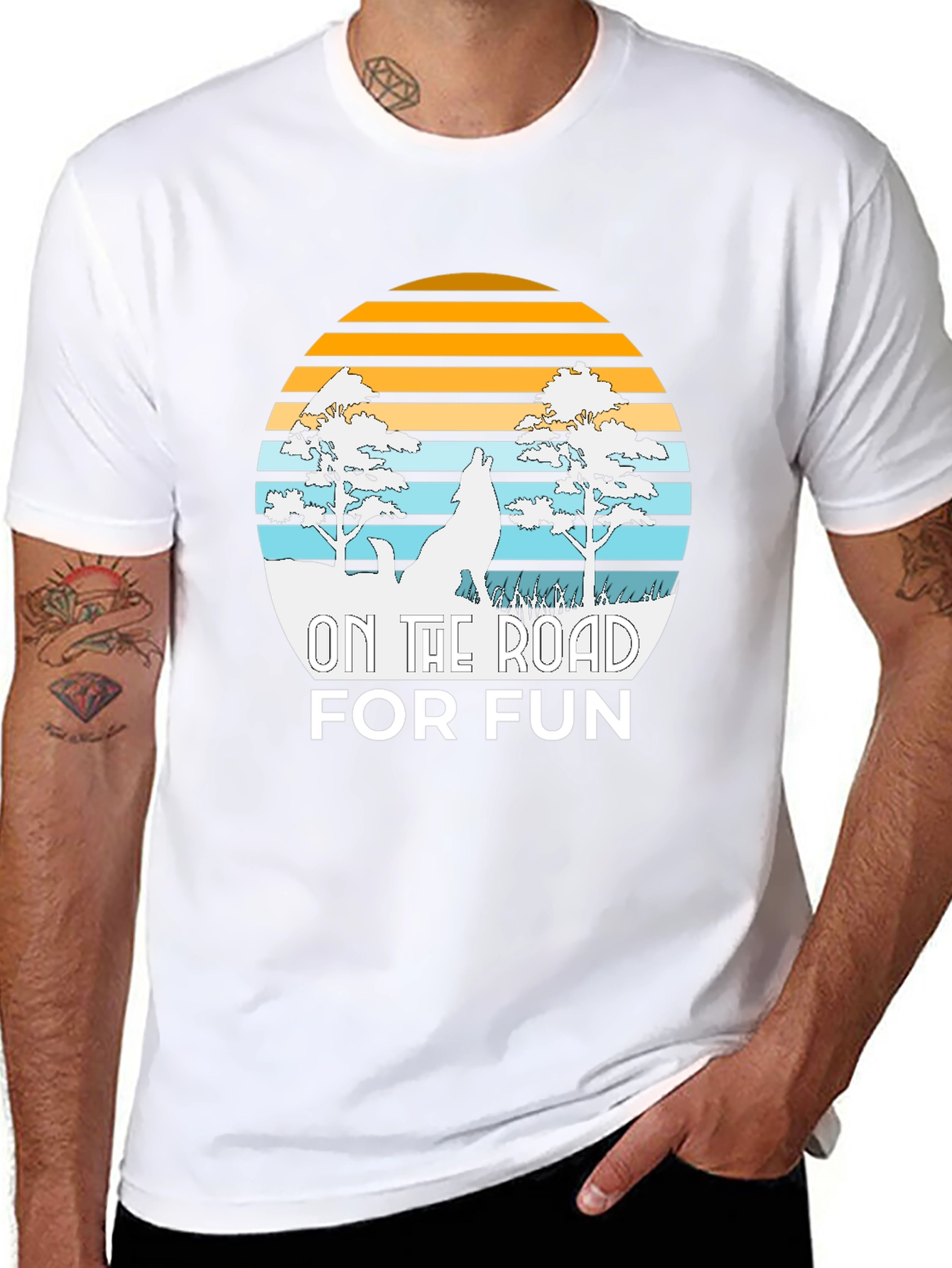 On The Road For Fun Wolf Graphic Tee