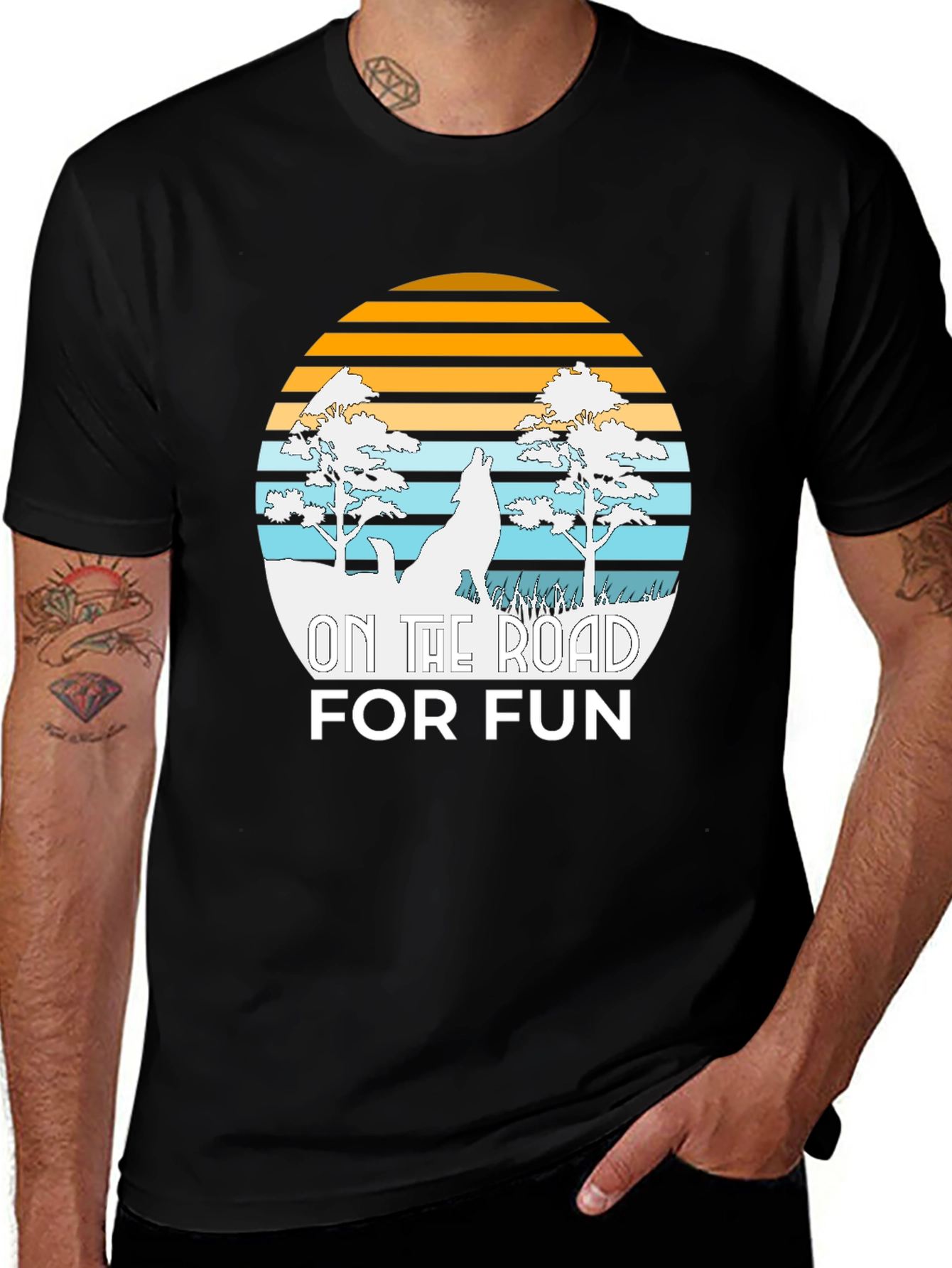 On The Road For Fun Wolf Graphic Tee