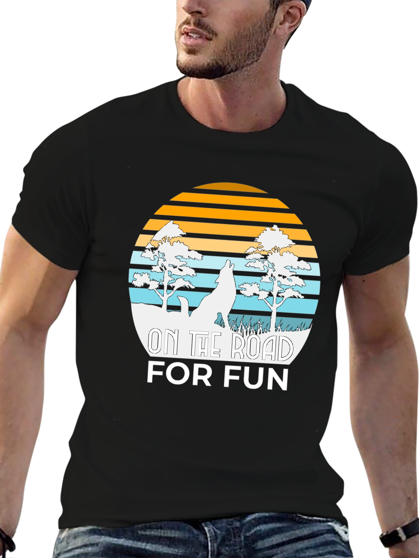 On The Road For Fun Wolf Graphic Tee