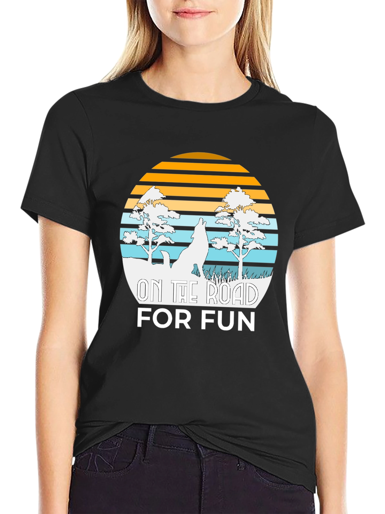 On The Road For Fun Wolf Graphic Tee