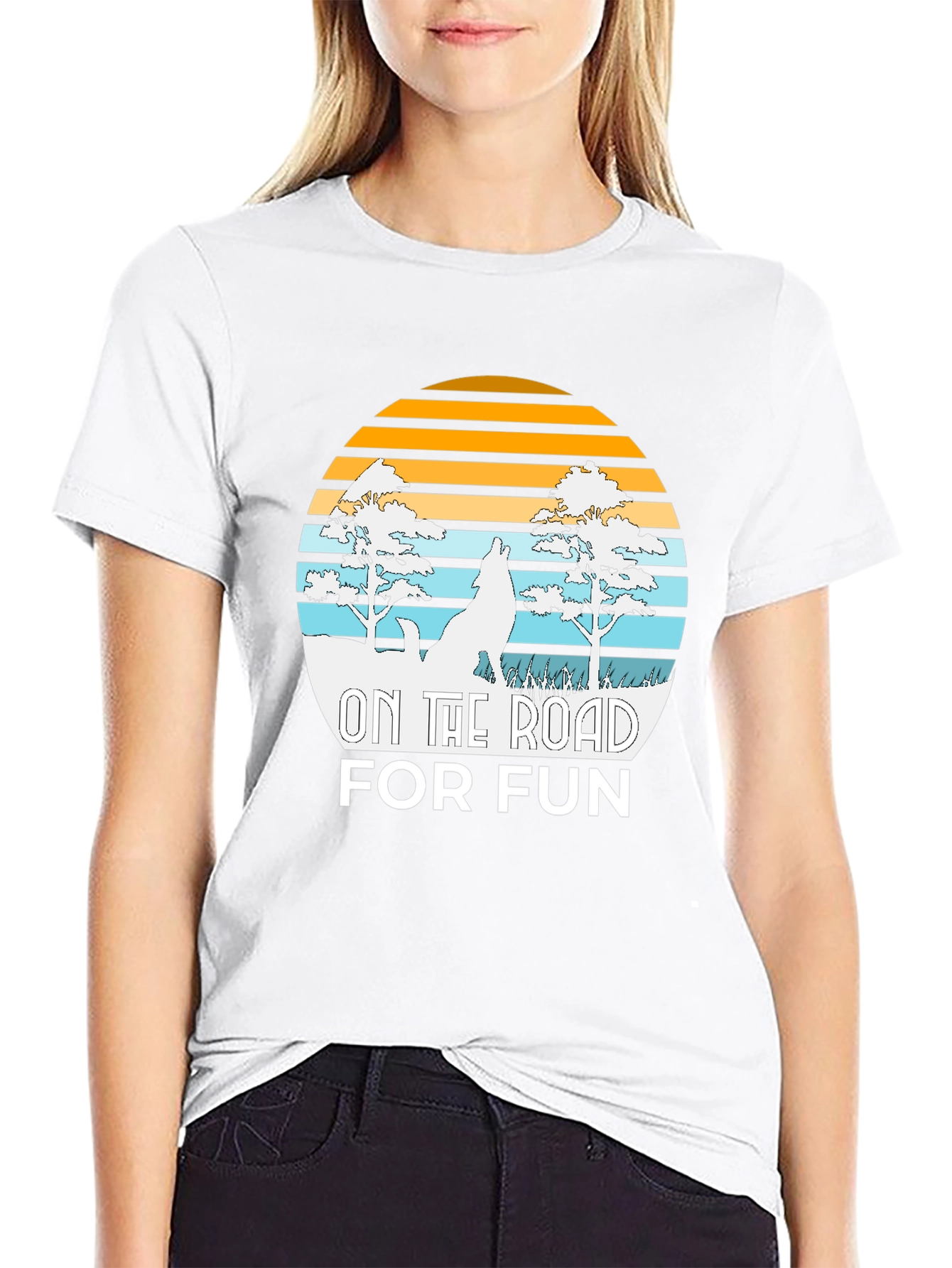 On The Road For Fun Wolf Graphic Tee