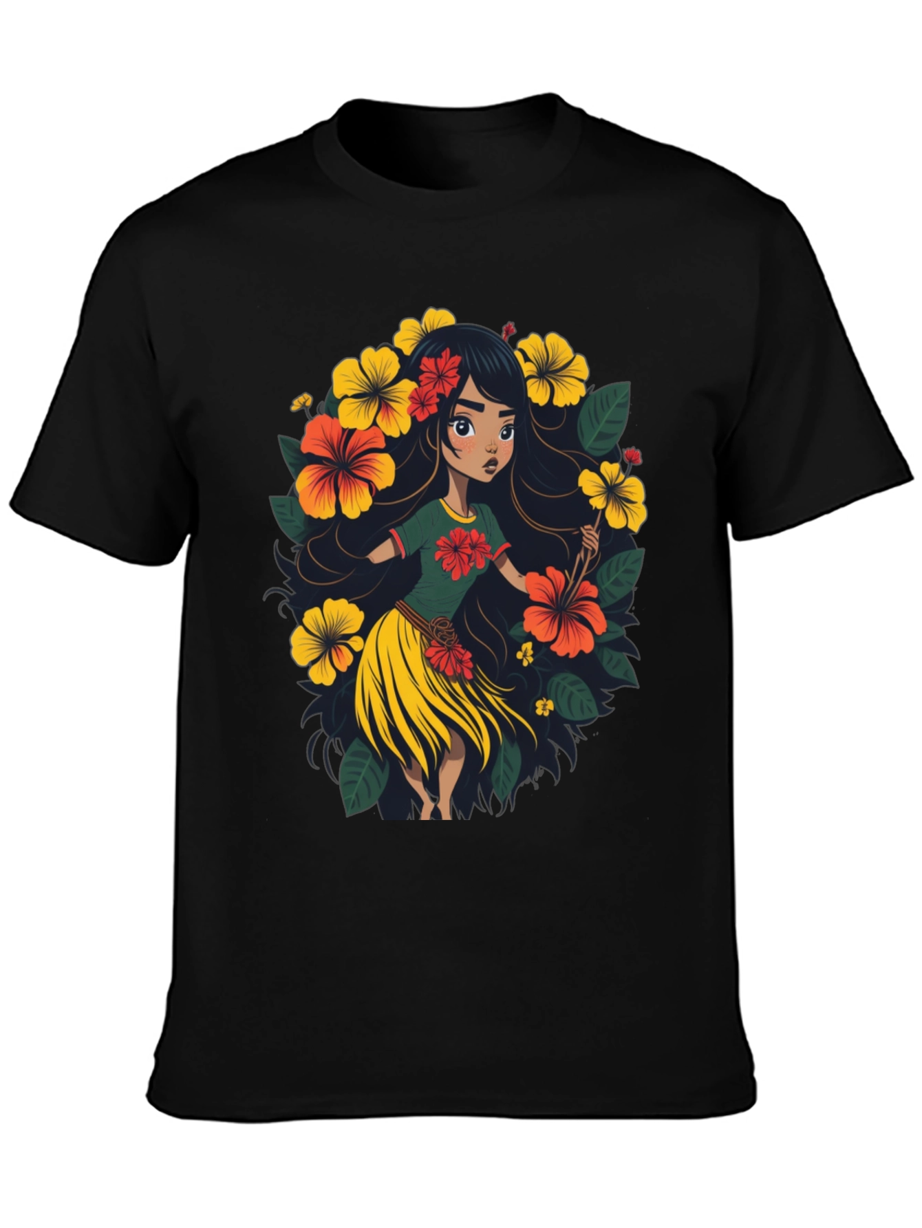 Hibiscus Hula Girl Graphic Tee - Island Style