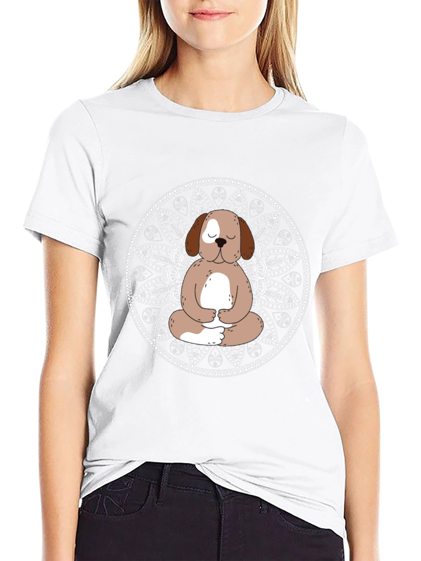 Meditating Dog Mandala T-Shirt