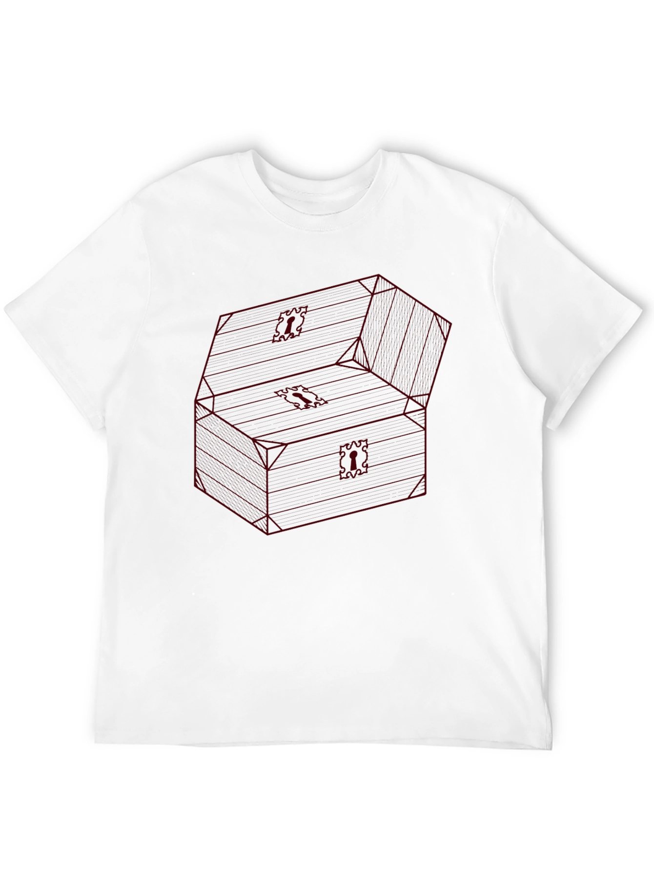 Red Wireframe Treasure Chest Graphic T-Shirt