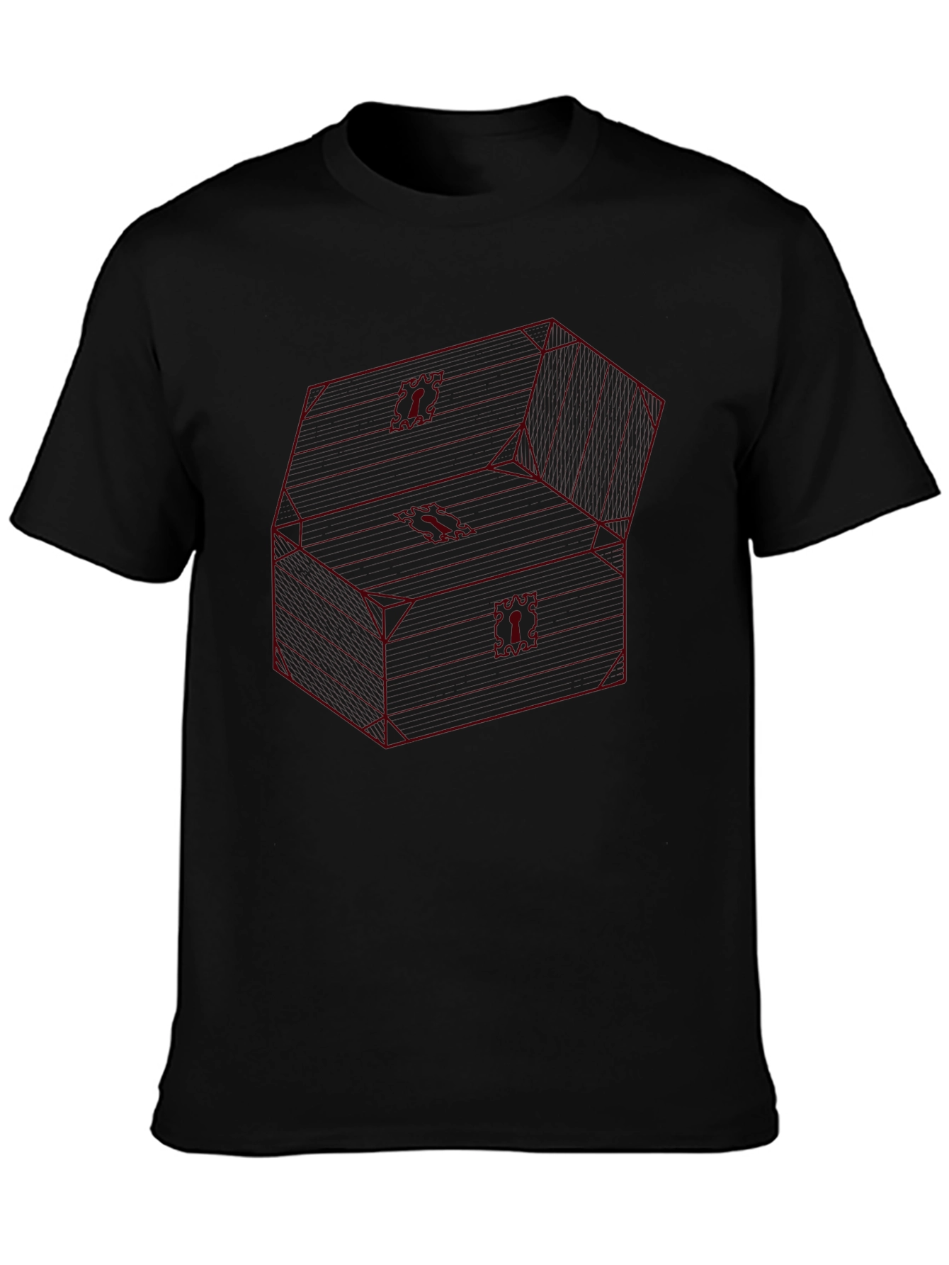 Red Wireframe Treasure Chest Graphic T-Shirt