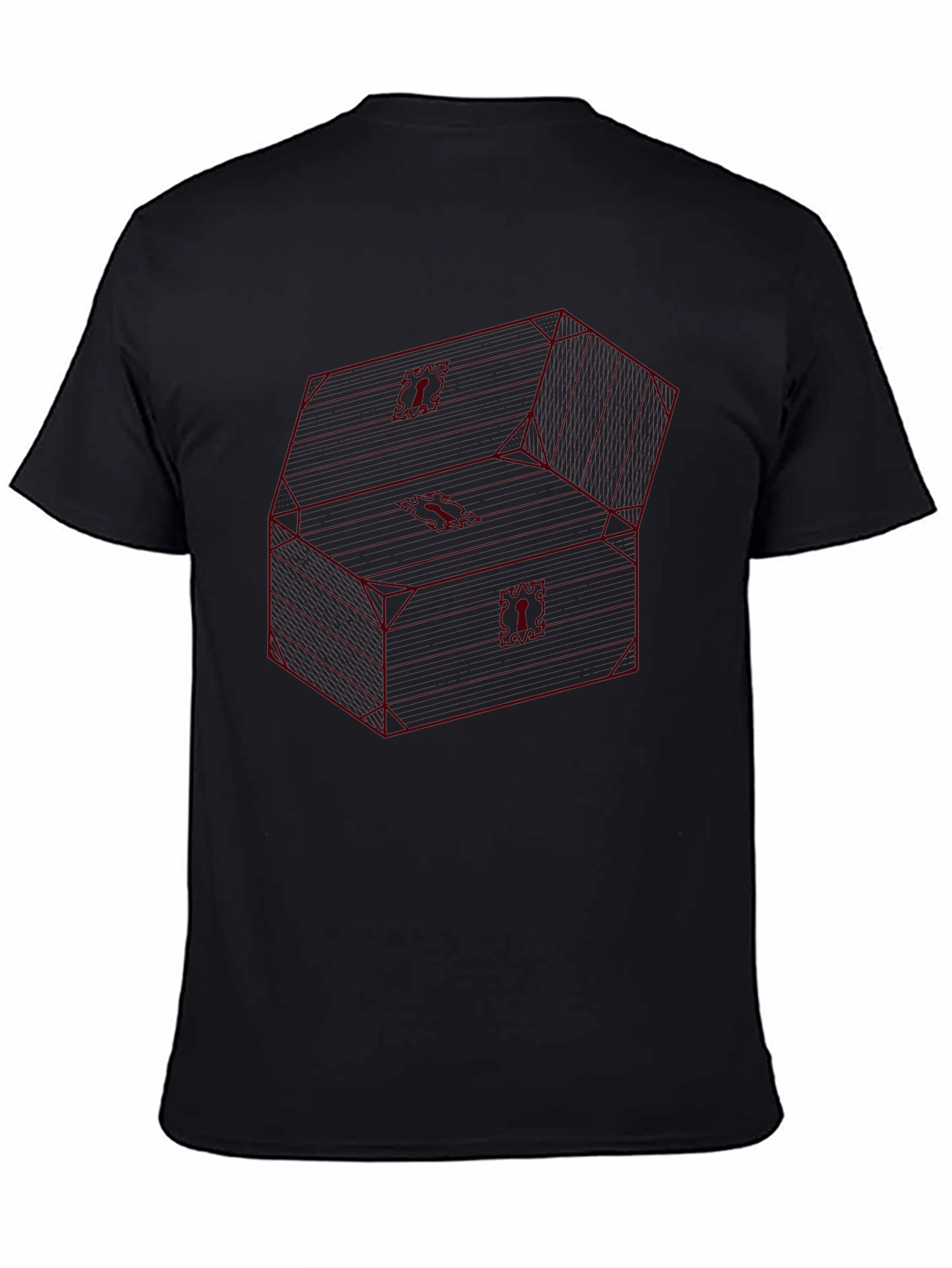 Red Wireframe Treasure Chest Graphic T-Shirt