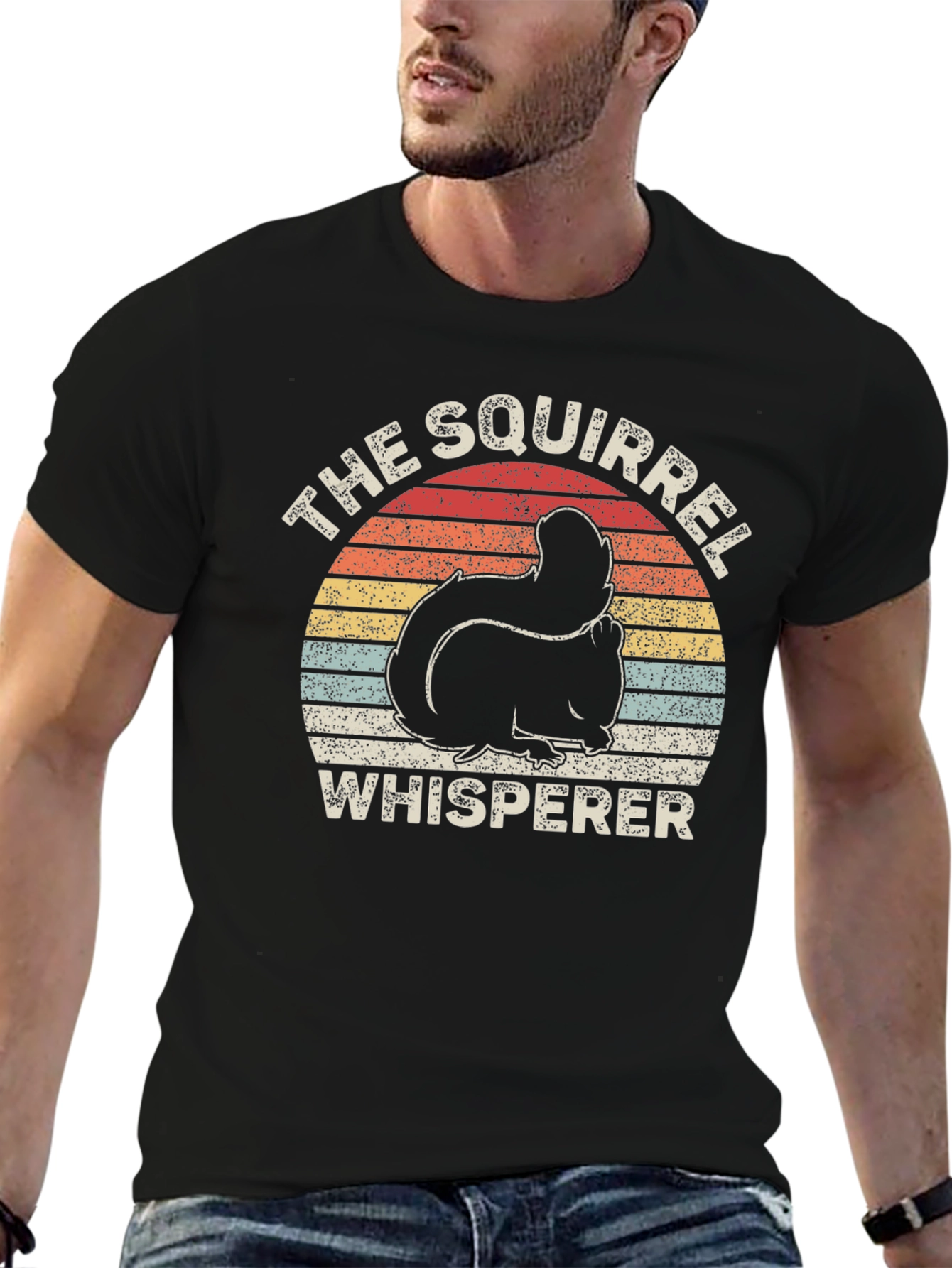 The Squirrel Whisperer Graphic Tee - Retro Sunset Design