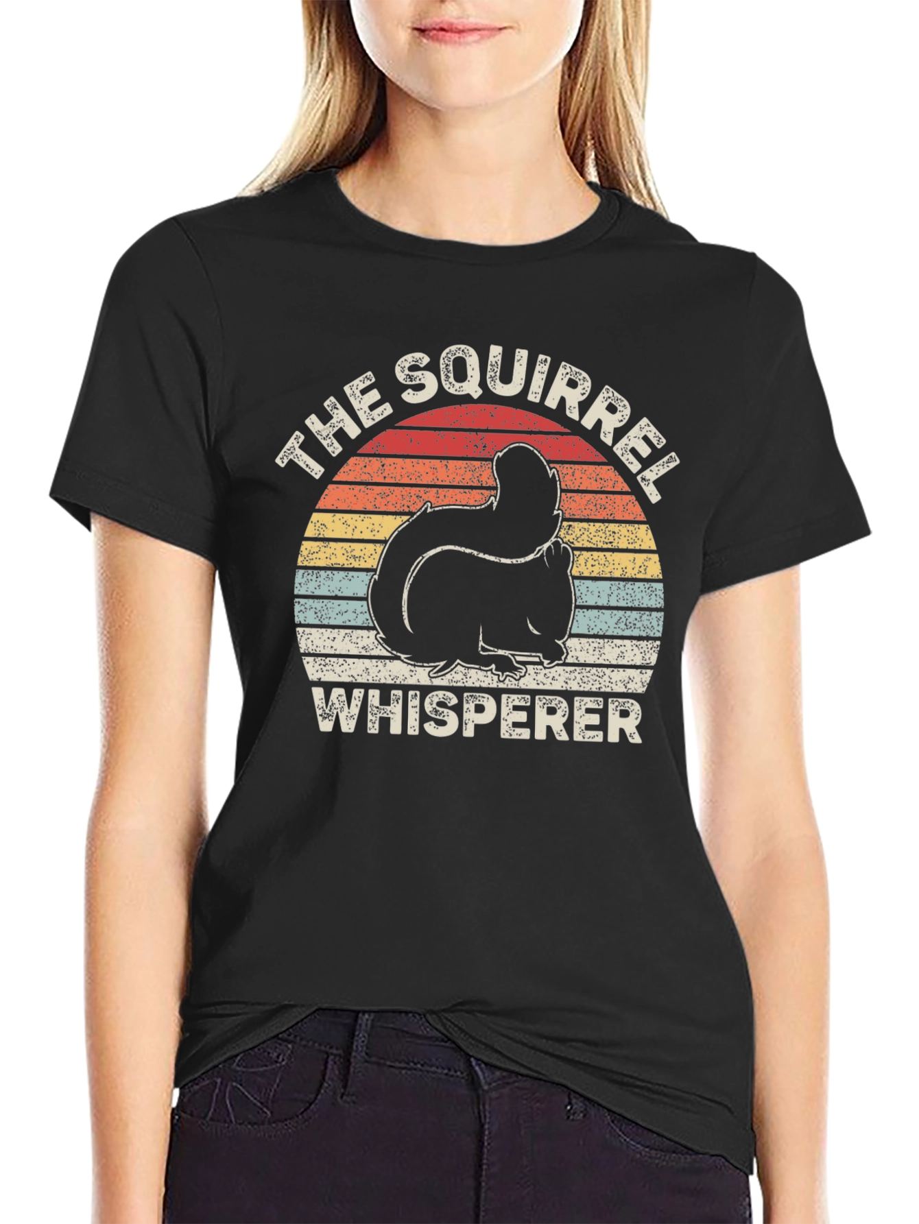 The Squirrel Whisperer Graphic Tee - Retro Sunset Design