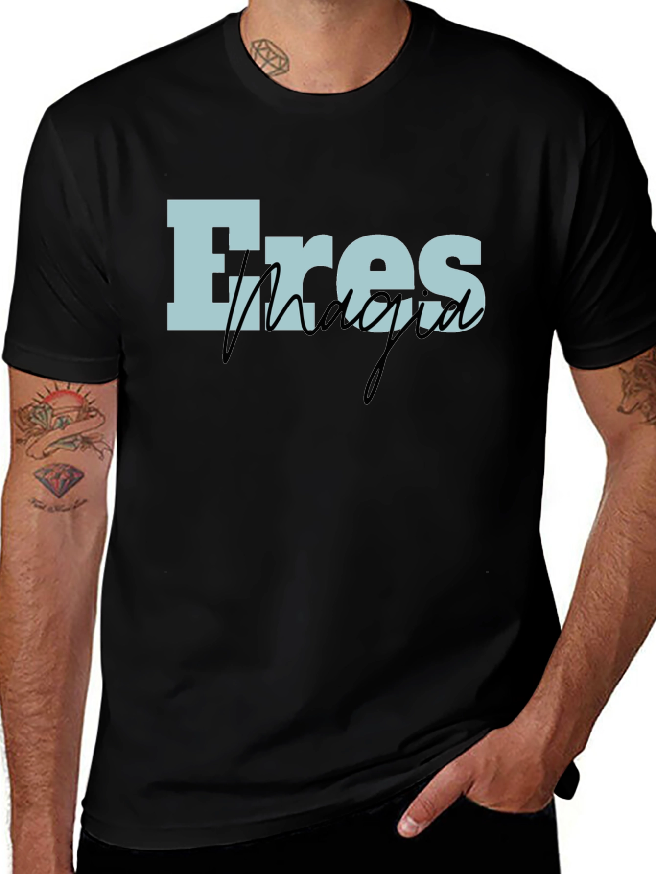 Eres Magia Graphic T-Shirt - Black Cotton Blend Tee