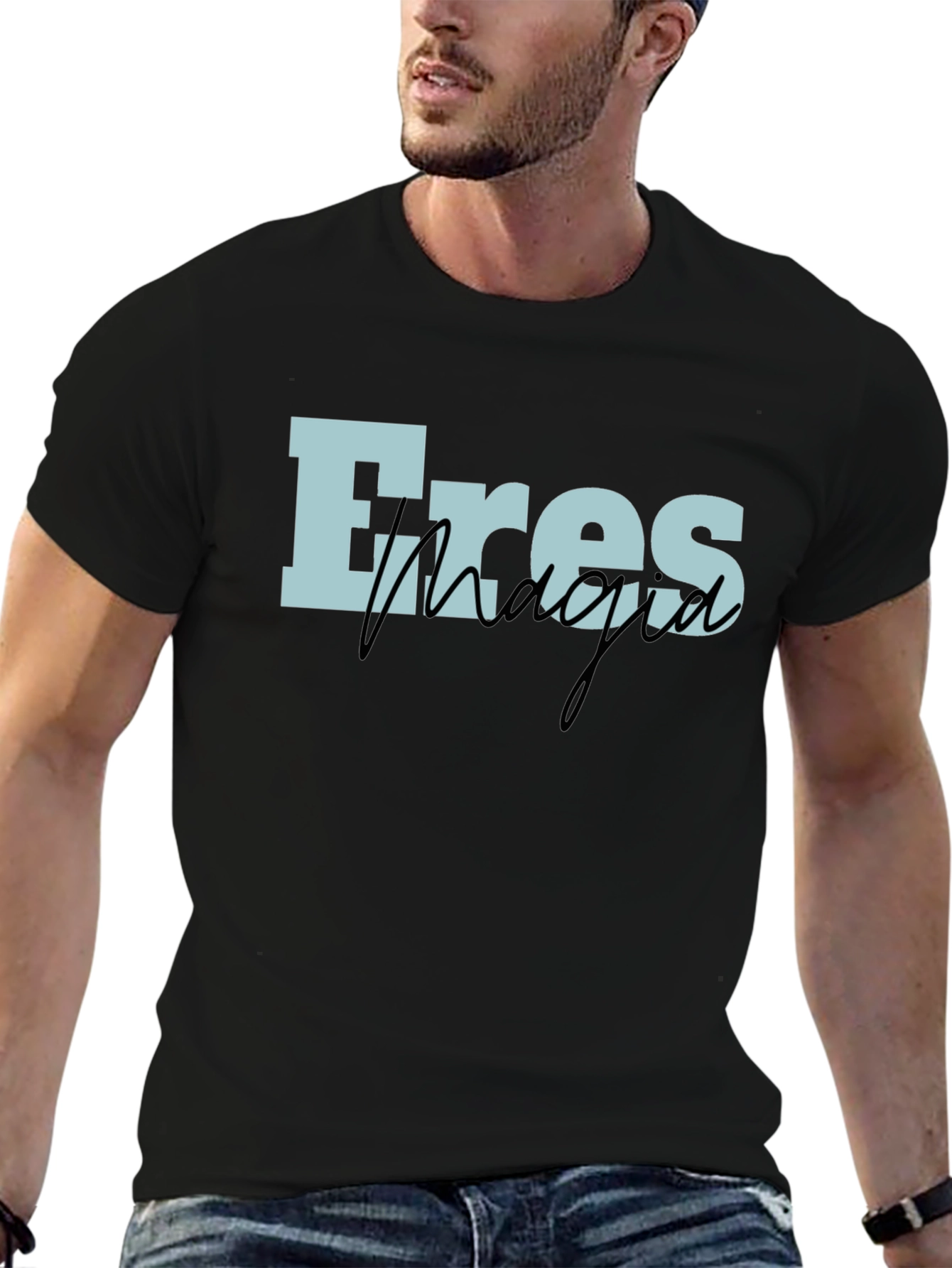 Eres Magia Graphic T-Shirt - Black Cotton Blend Tee