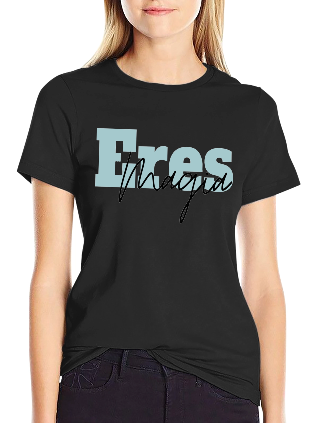 Eres Magia Graphic T-Shirt - Black Cotton Blend Tee