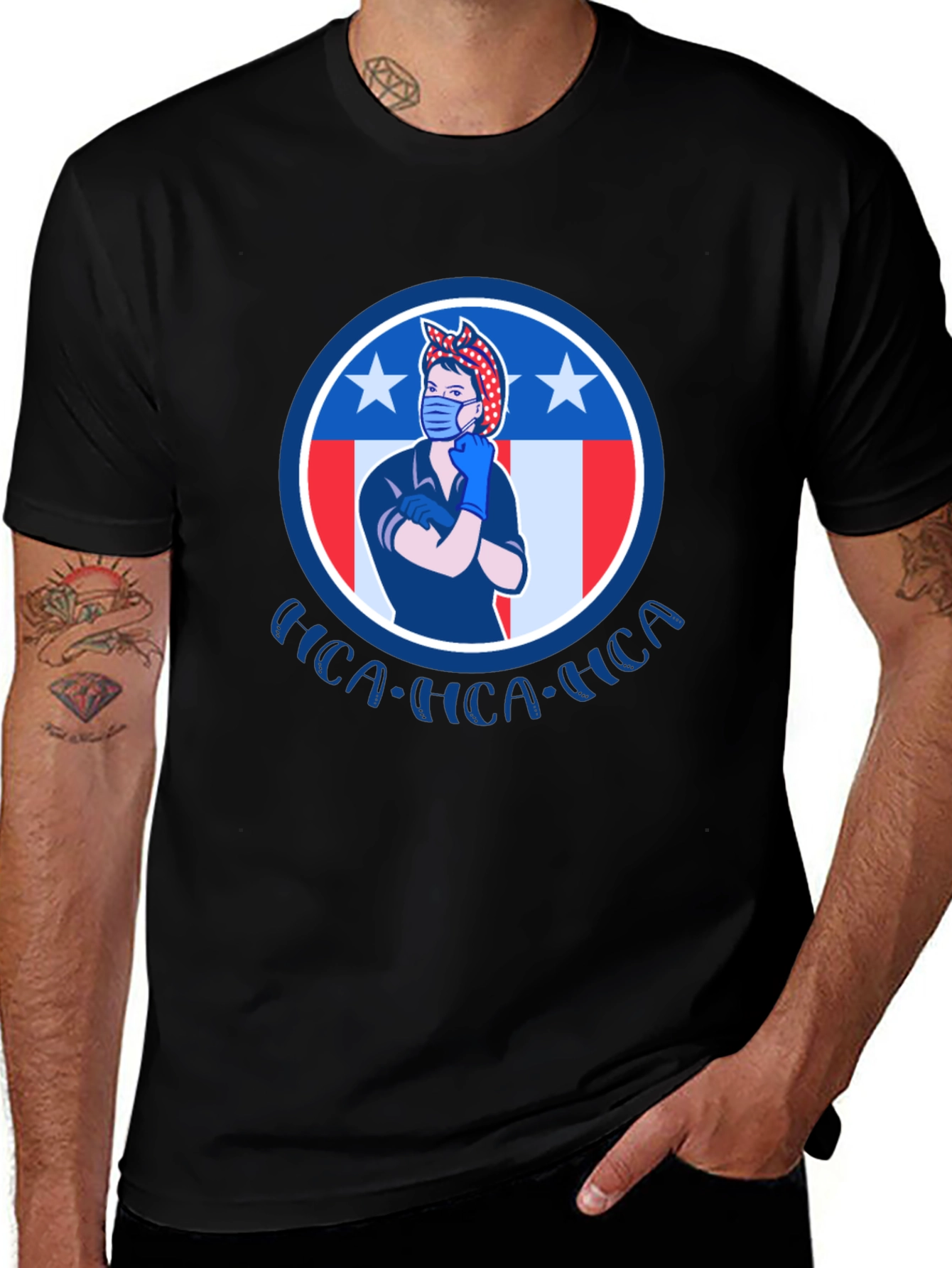 Rosie the Riveter Patriotic Graphic T-Shirt