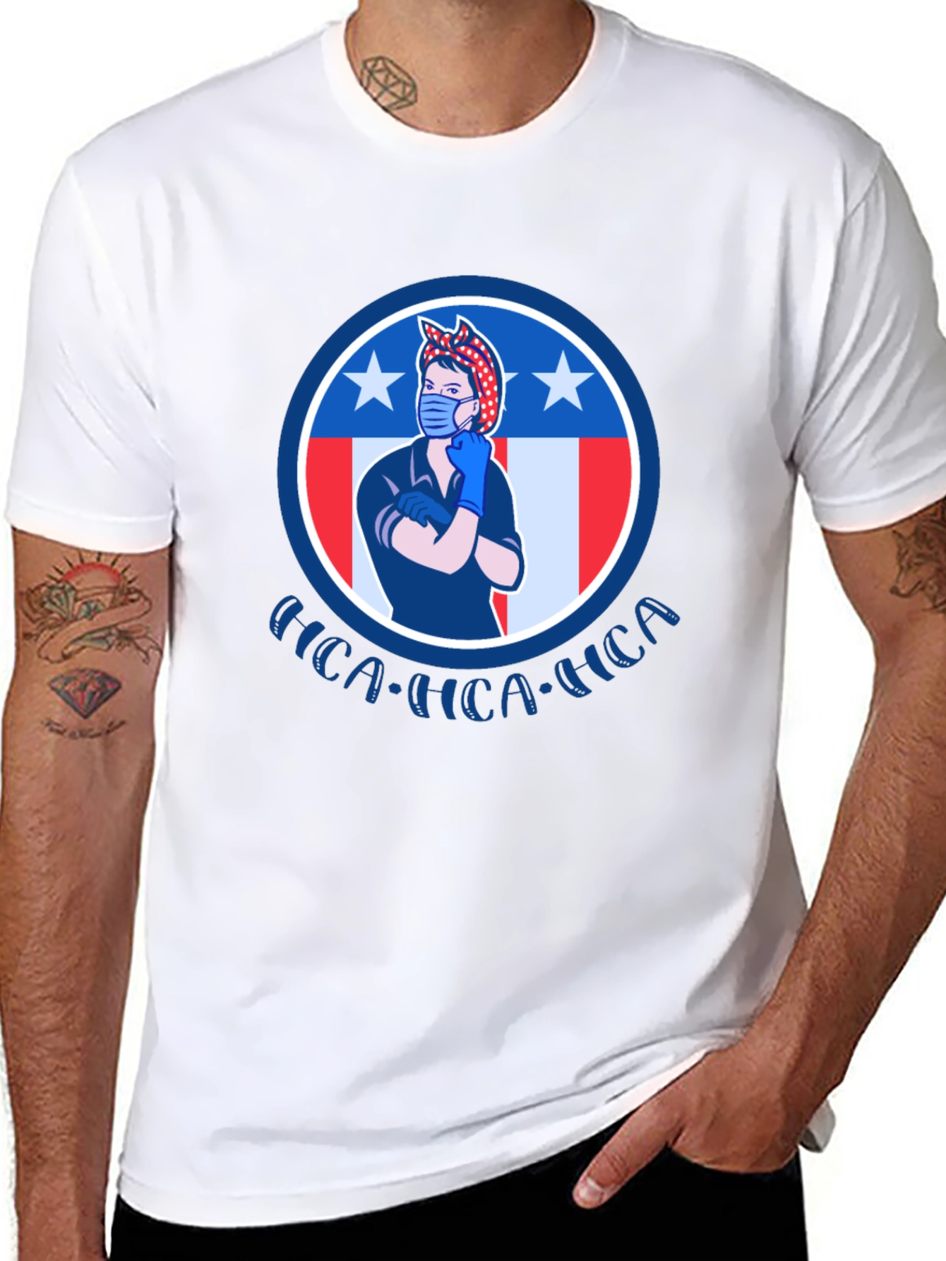 Rosie the Riveter Patriotic Graphic T-Shirt