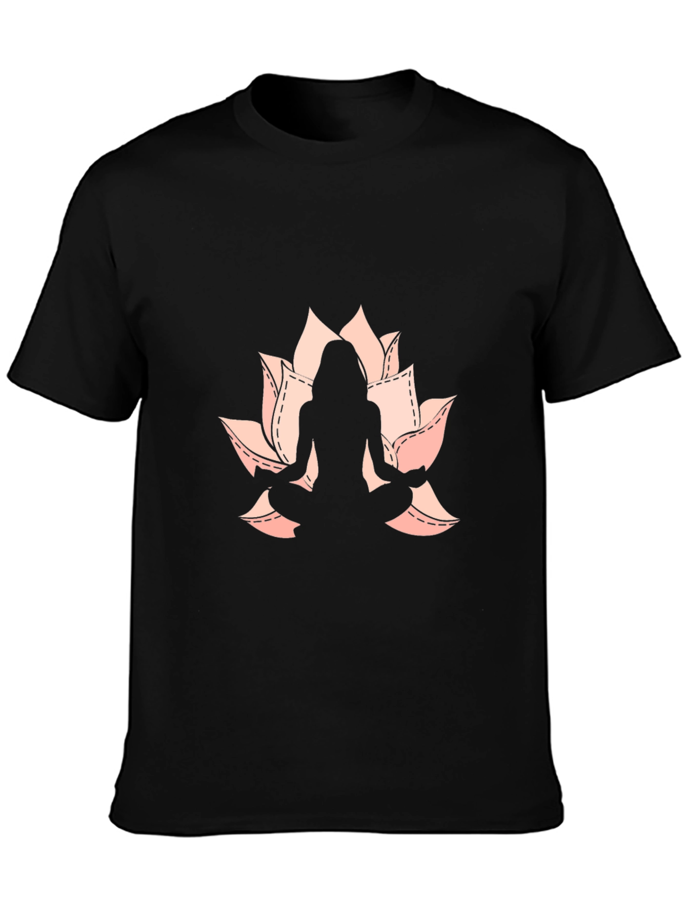 Lotus Yoga Pose Graphic Black T-Shirt