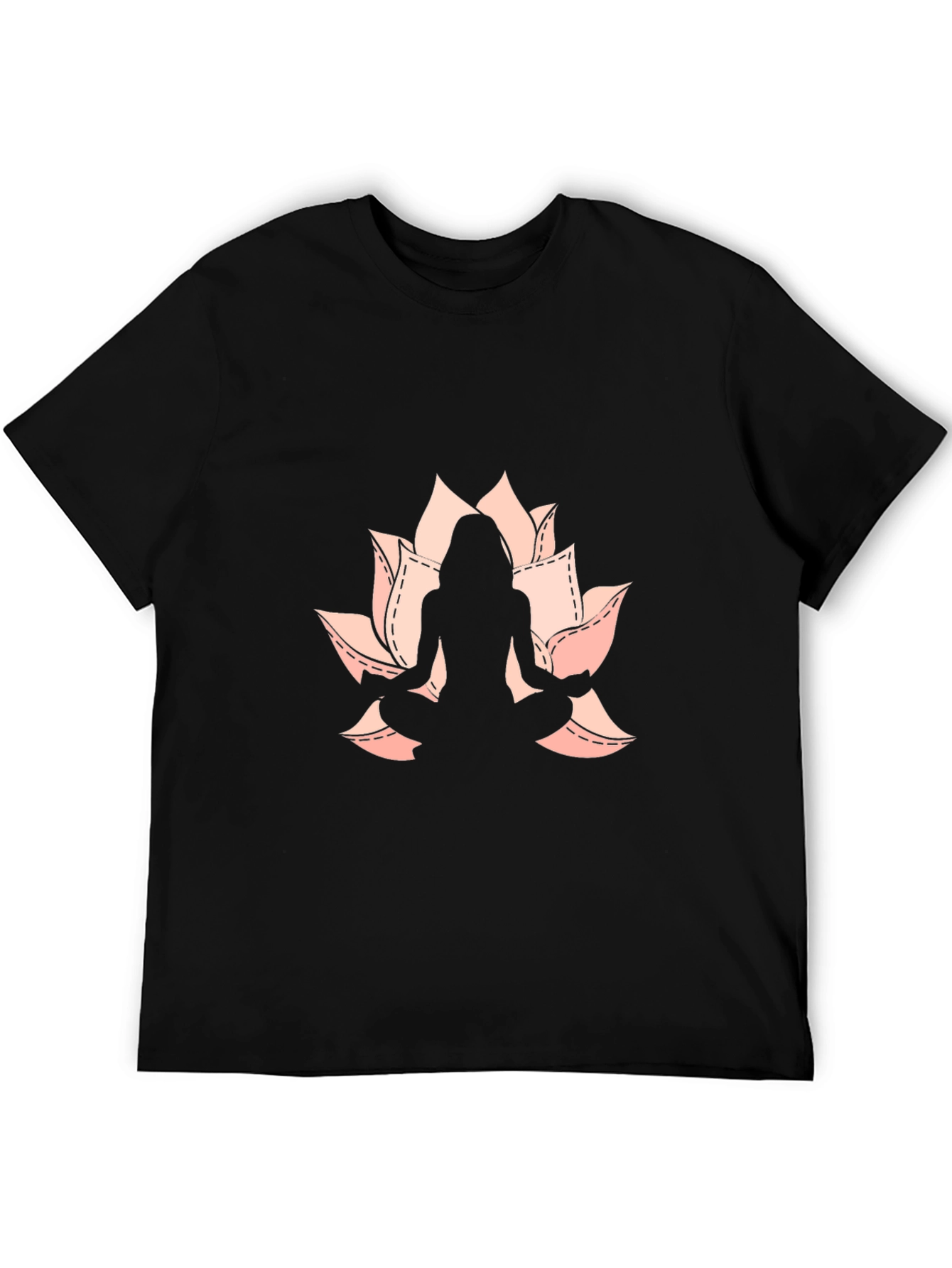 Lotus Yoga Pose Graphic Black T-Shirt