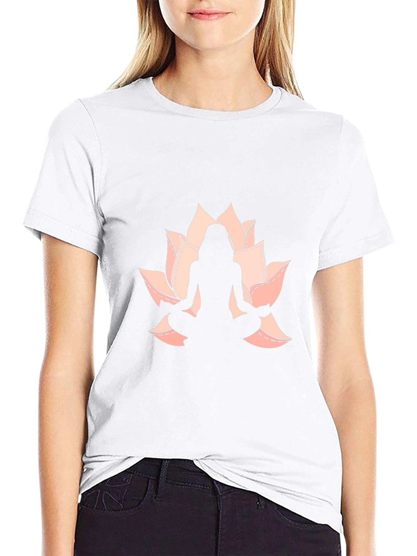 Lotus Yoga Pose Graphic Black T-Shirt