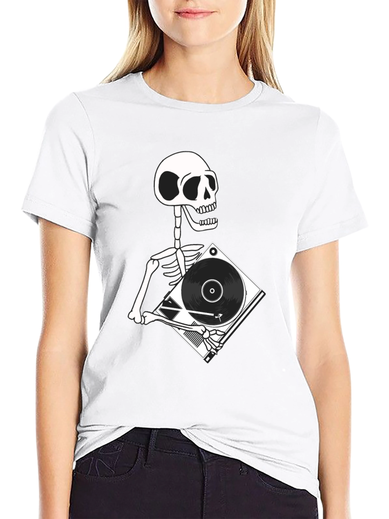 Skeleton DJ Graphic T-Shirt - Black Cotton Tee