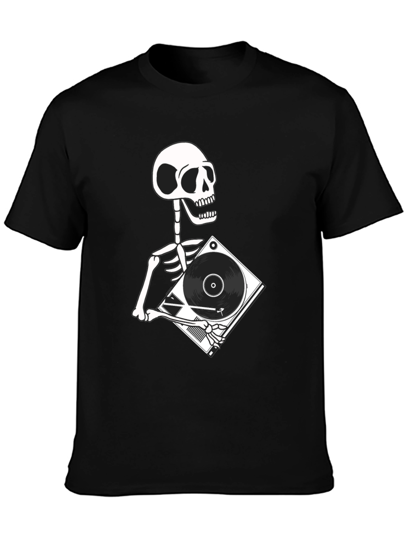 Skeleton DJ Graphic T-Shirt - Black Cotton Tee