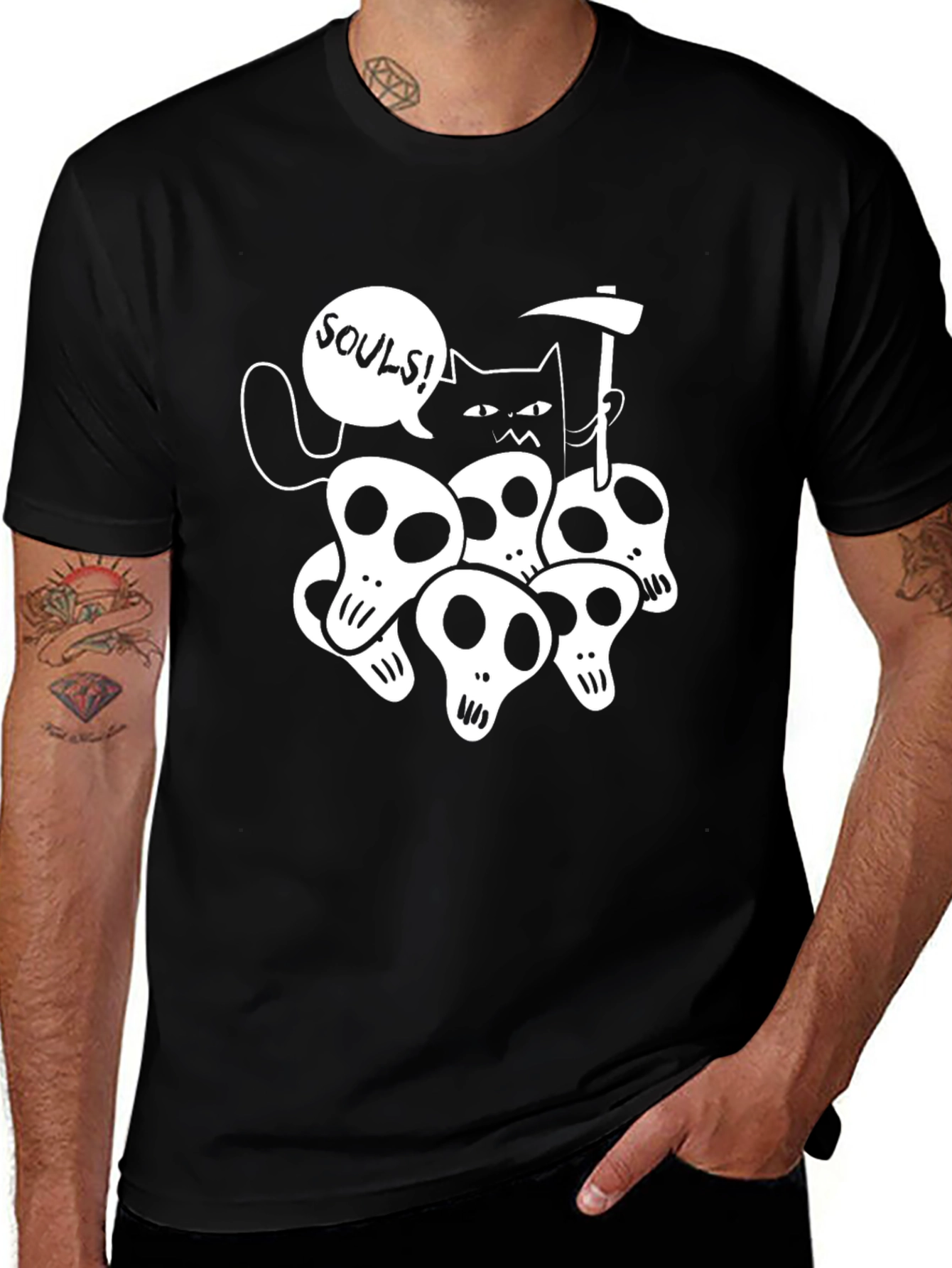 Grim Reaper Cat T-Shirt - Souls!