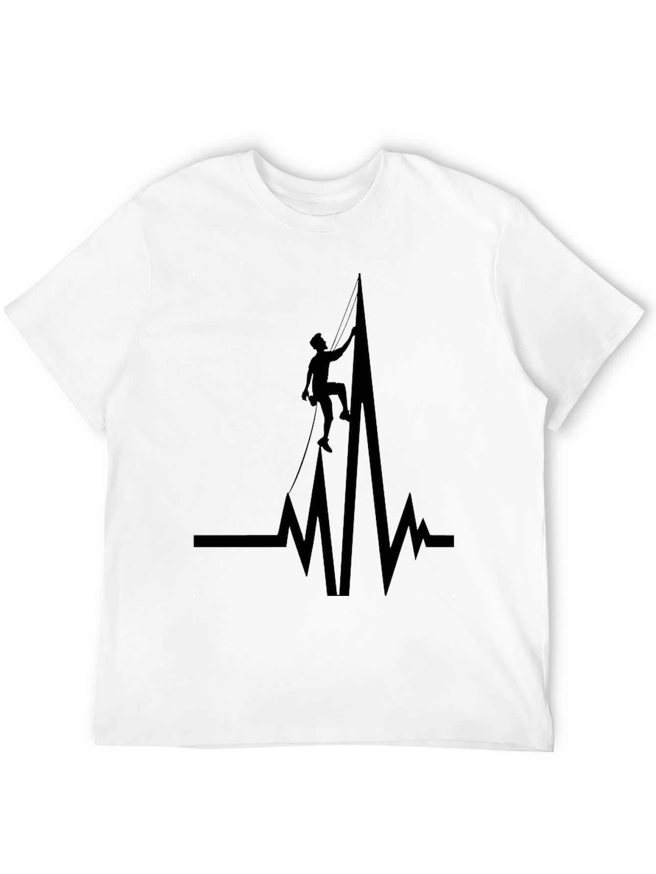Climbing Heartbeat Graphic Tee - Black Cotton T-Shirt