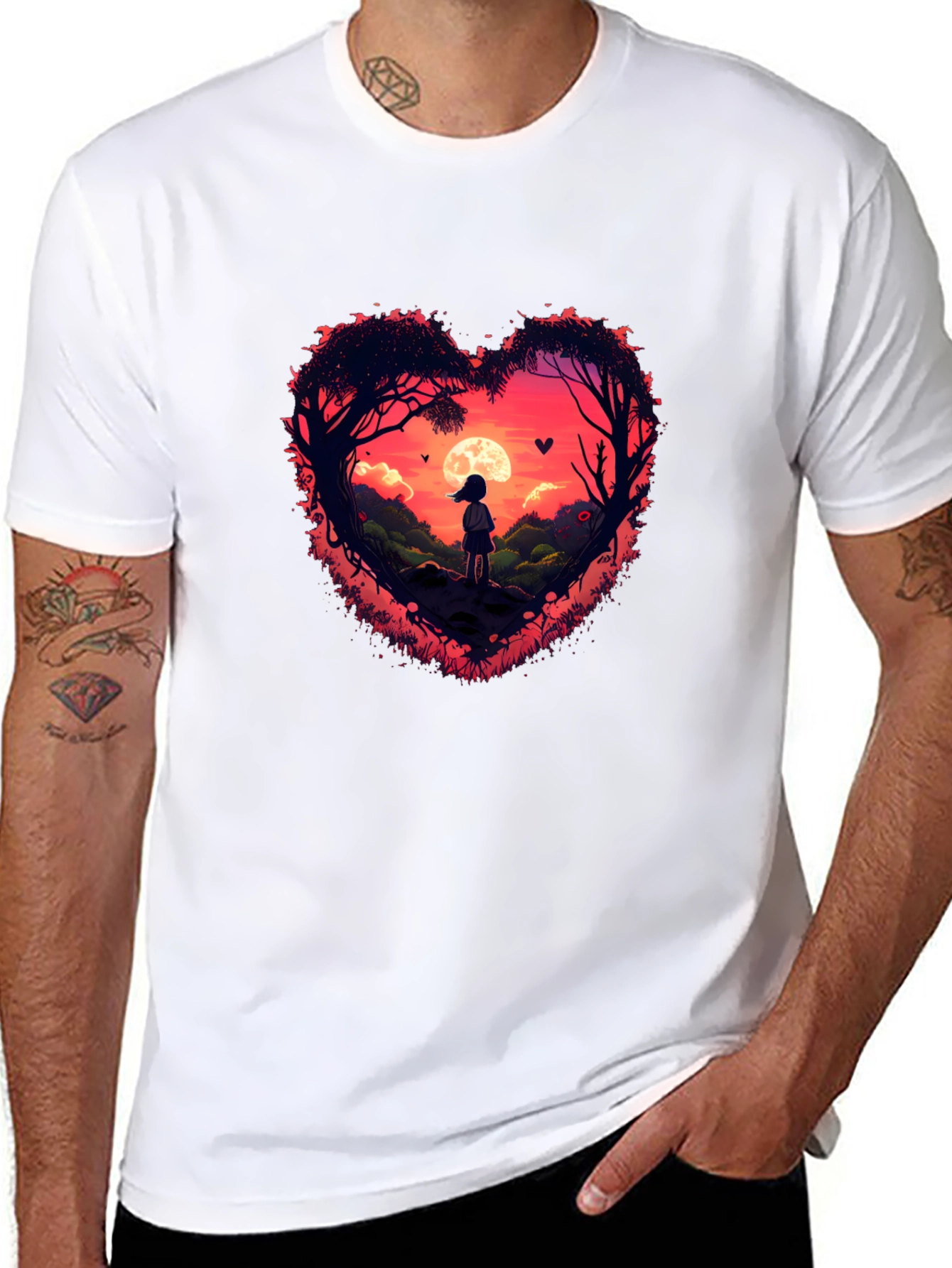 Romantic Sunset Heart Graphic Tee
