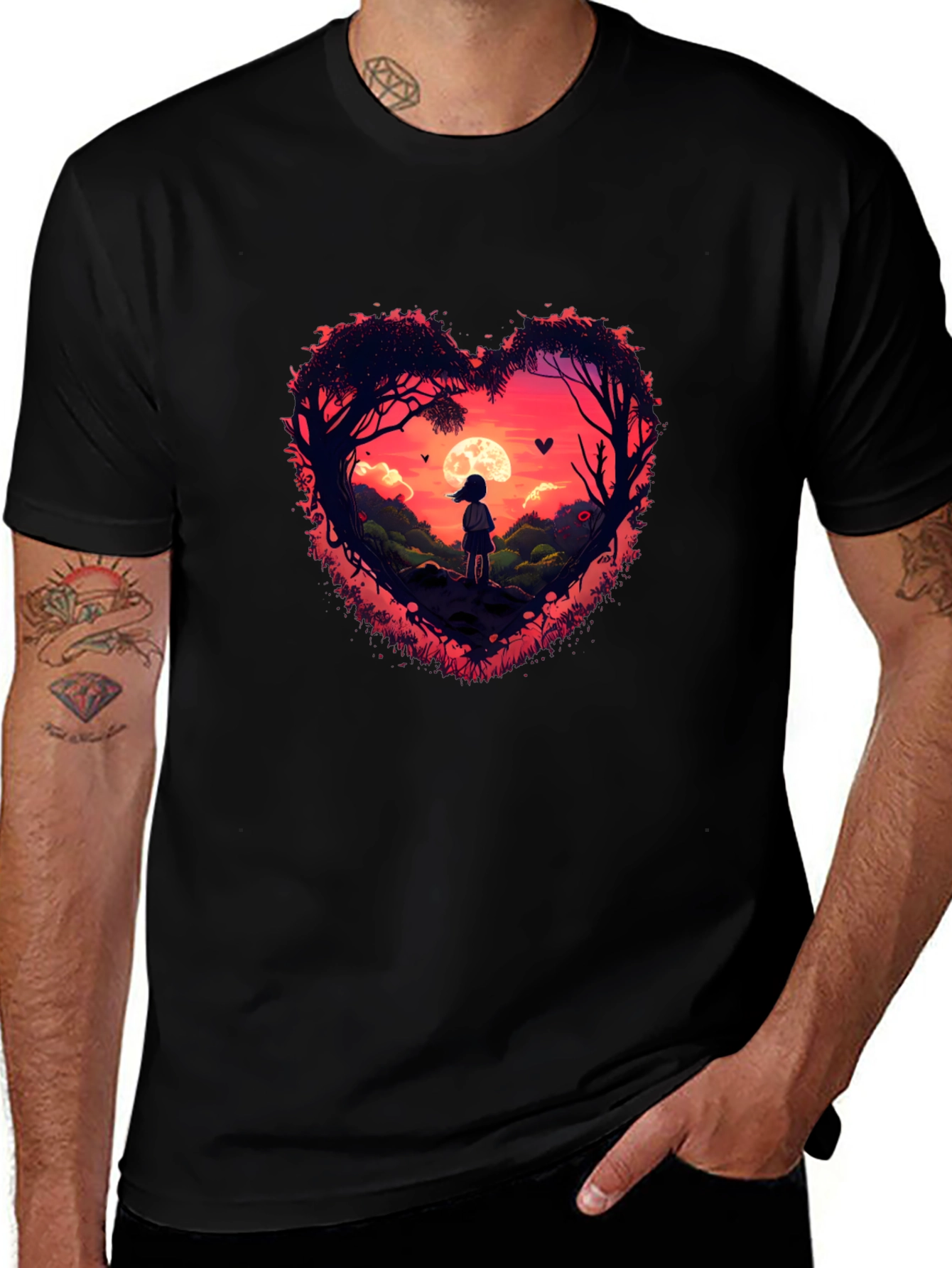 Romantic Sunset Heart Graphic Tee