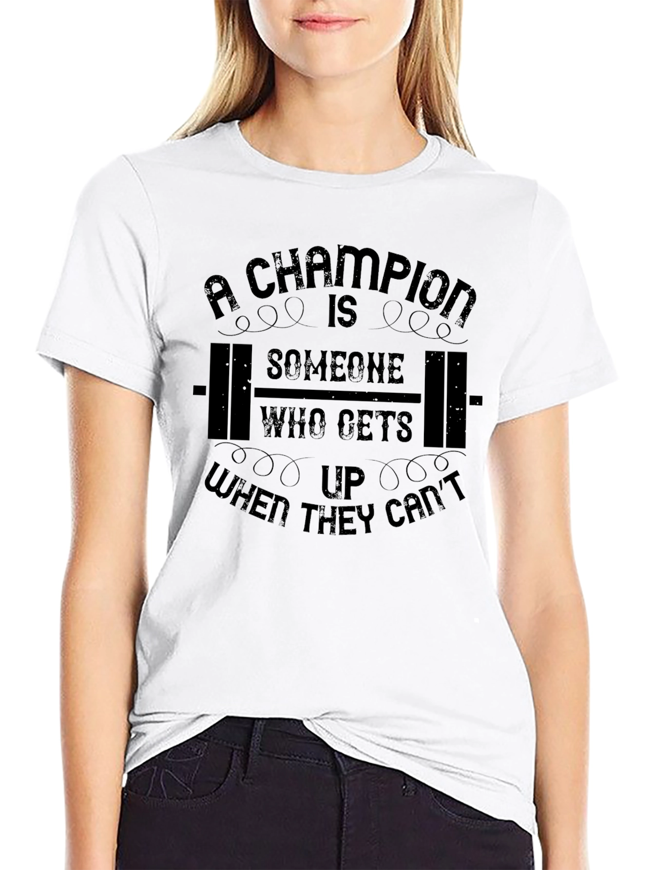 Champion Motivational T-Shirt - Black Fitness Tee