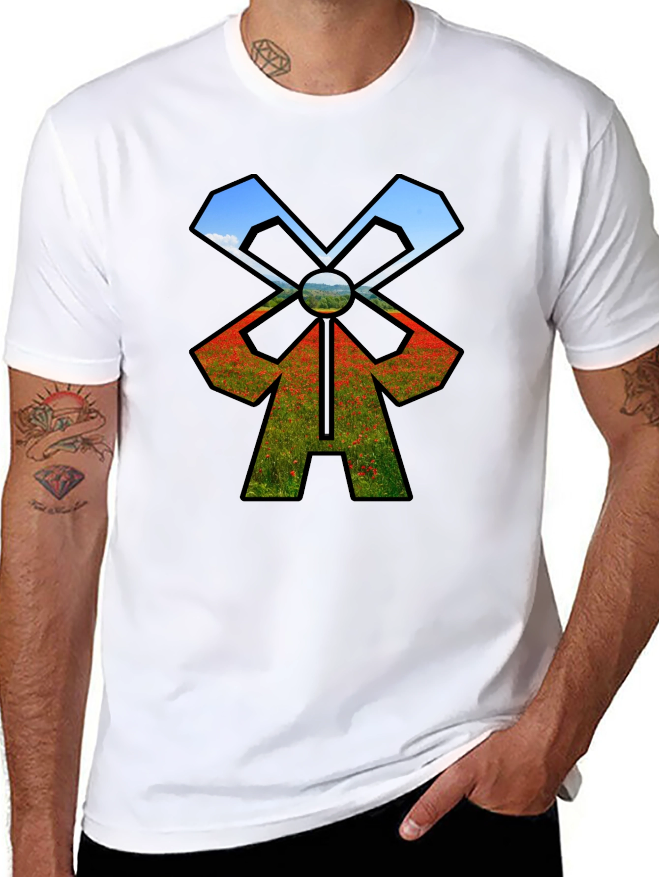 Nature Windmill T-Shirt - Black Unique Design