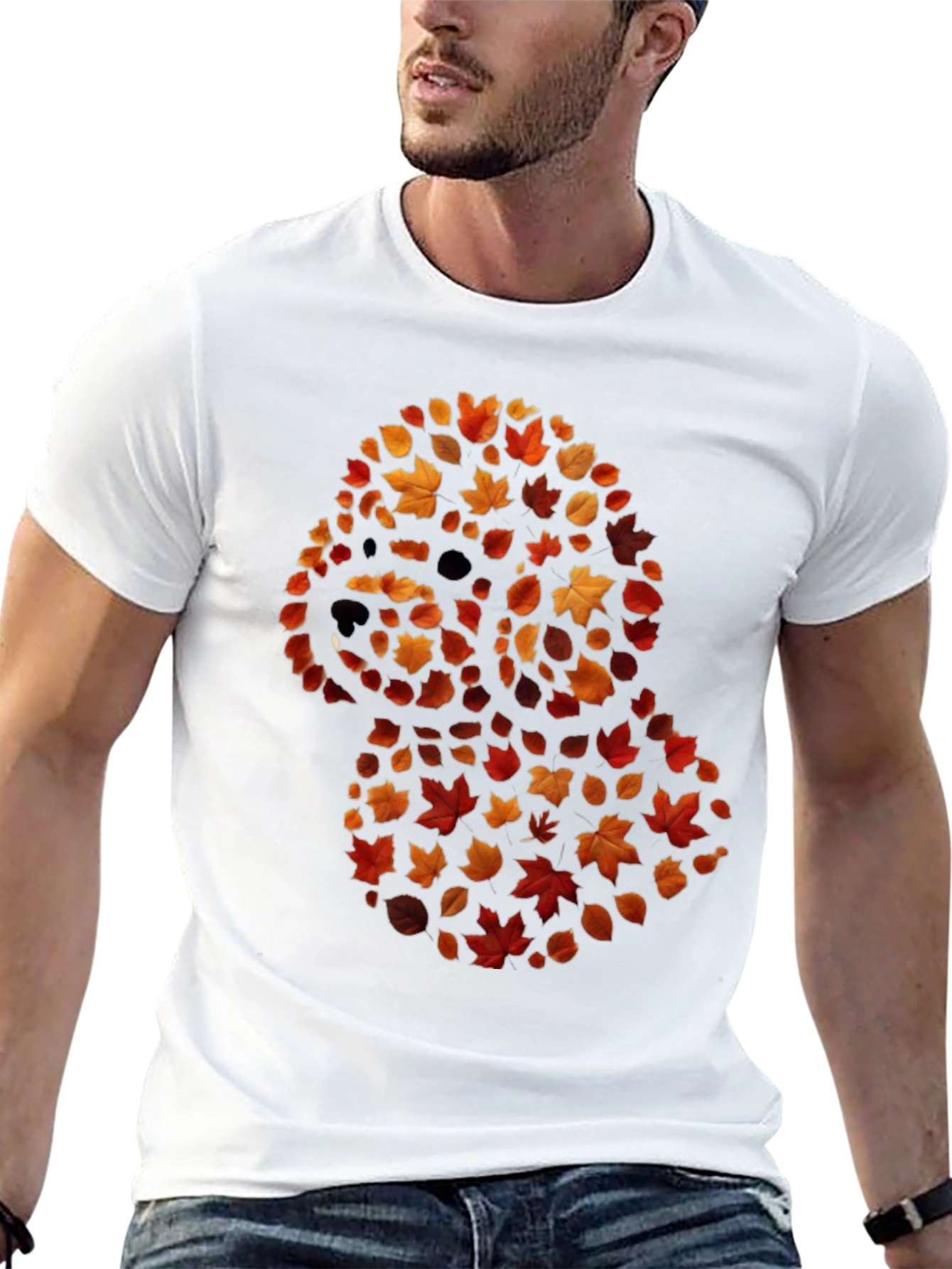 Fall Leaf Poodle Black T-Shirt