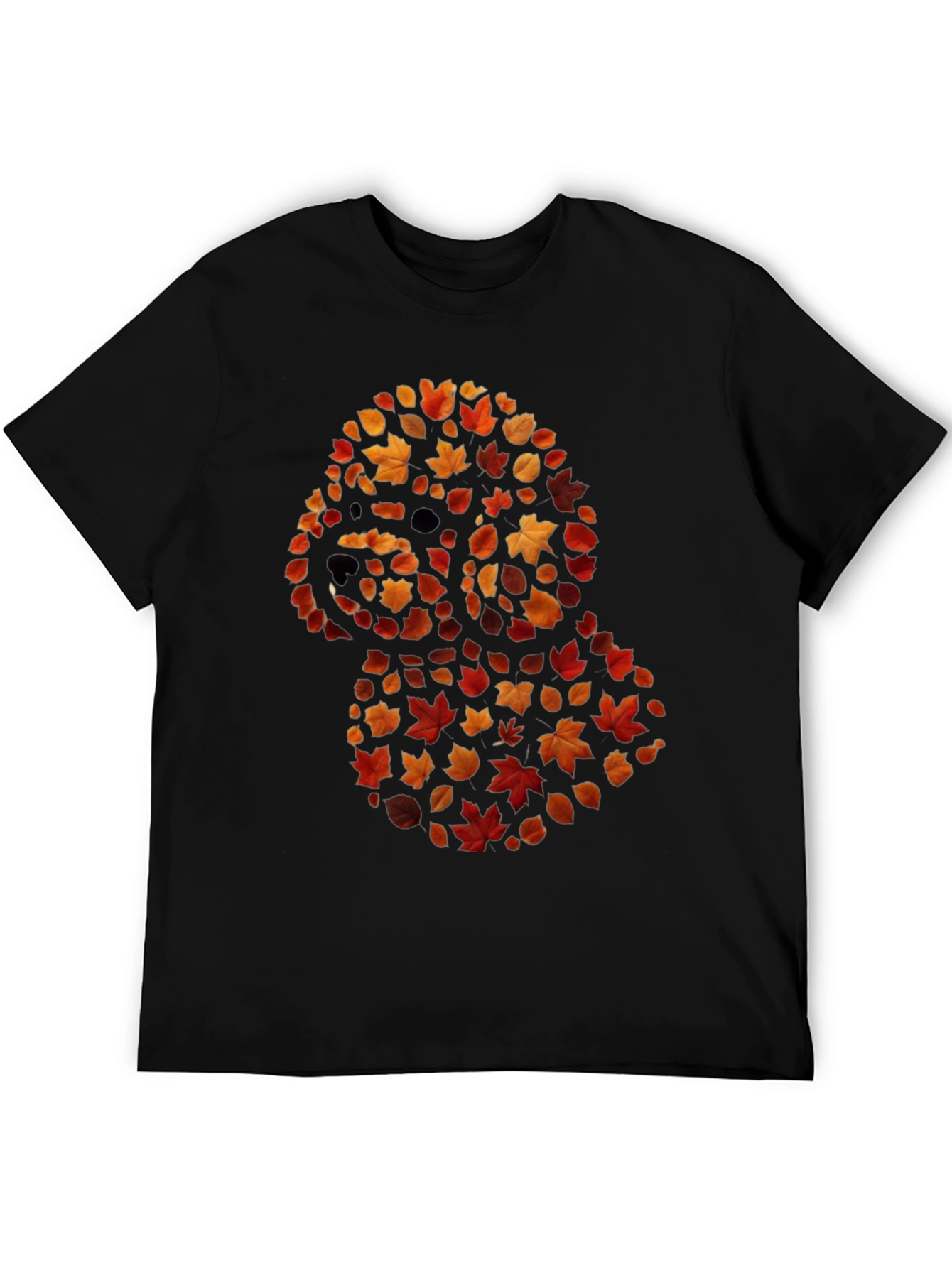 Fall Leaf Poodle Black T-Shirt