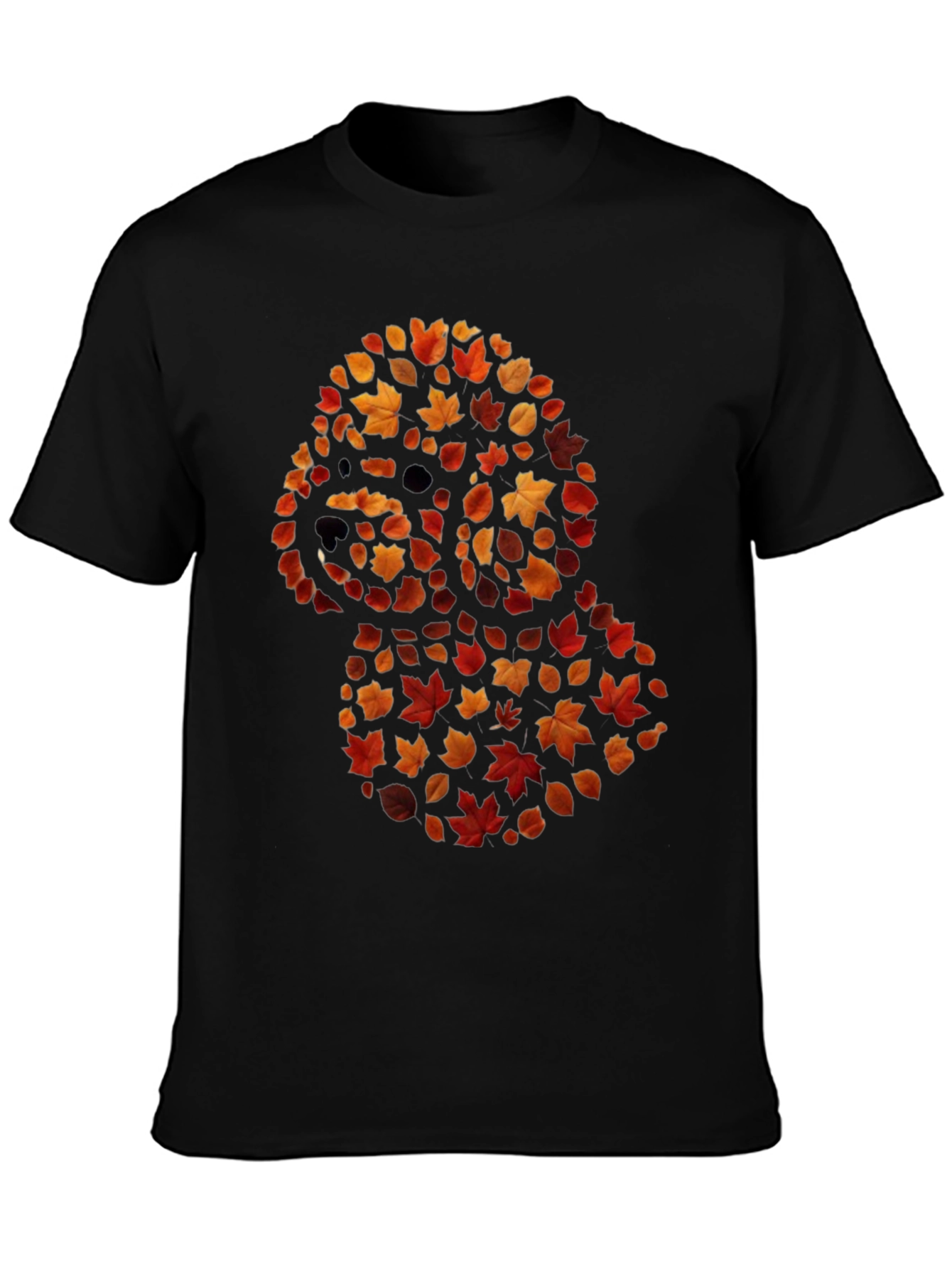 Fall Leaf Poodle Black T-Shirt