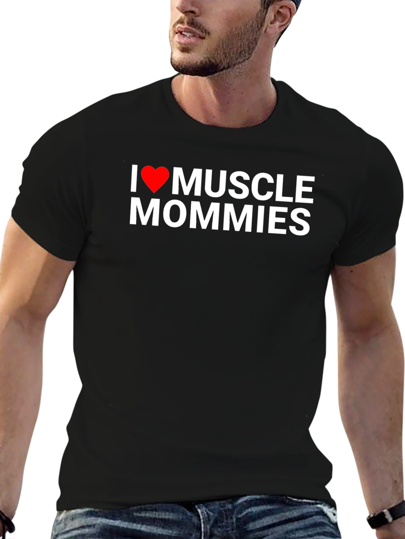 I Heart Muscle Mommies Graphic Tee - Black
