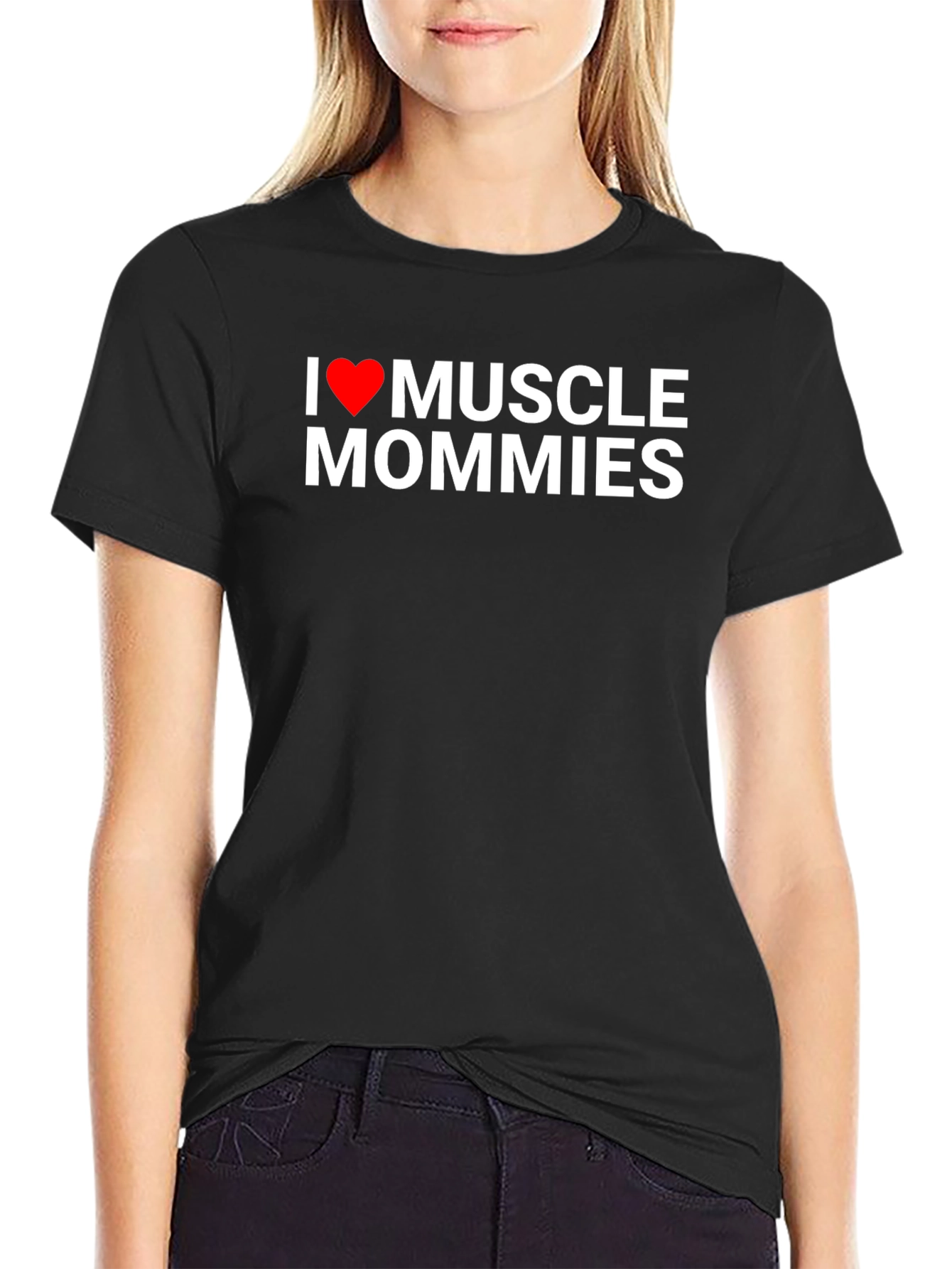 I Heart Muscle Mommies Graphic Tee - Black