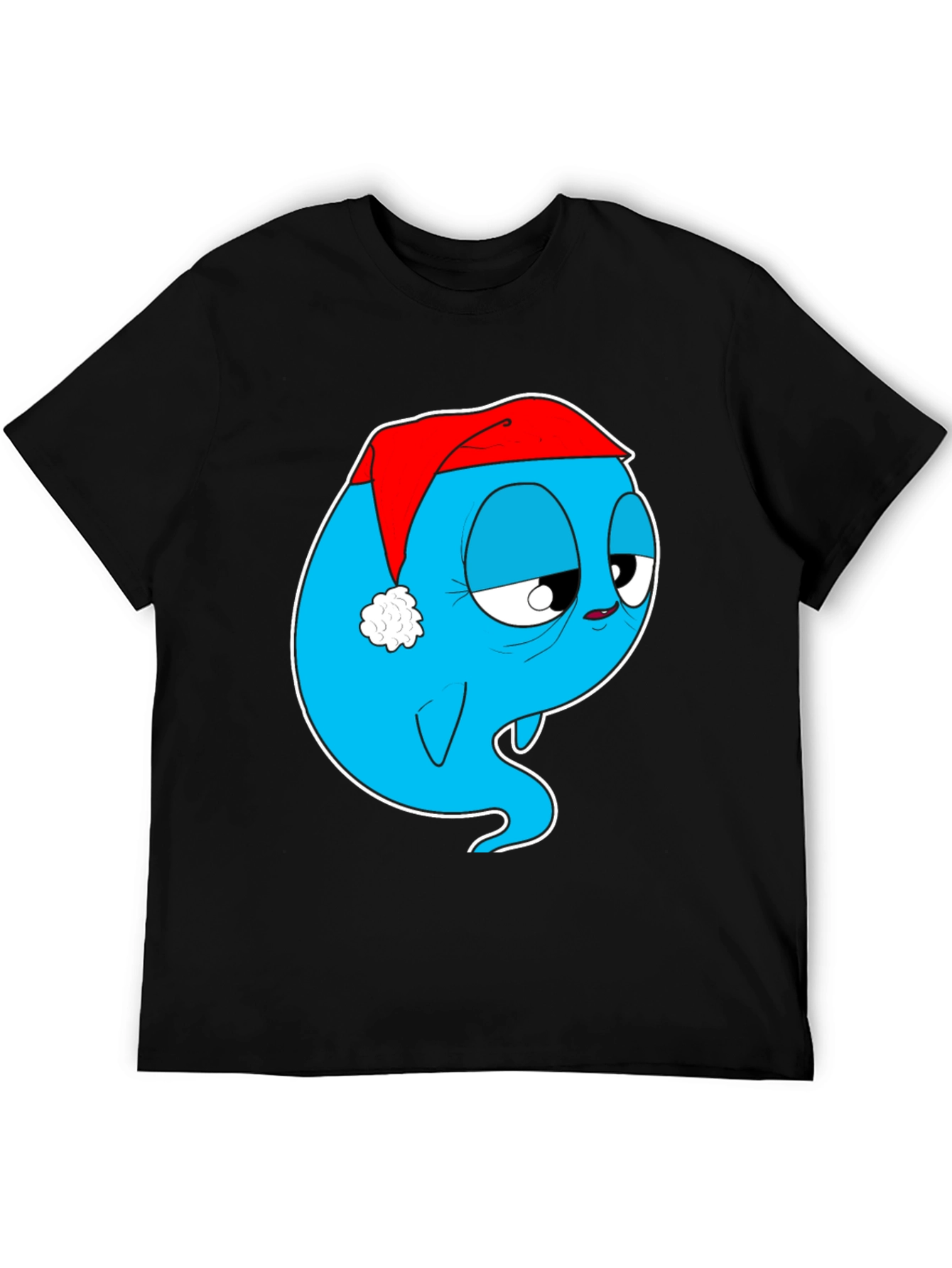 Cartoon Ghost in Santa Hat Graphic Tee