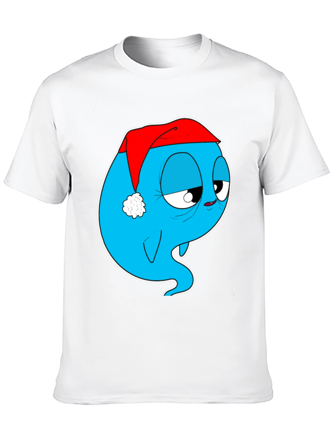 Cartoon Ghost in Santa Hat Graphic Tee
