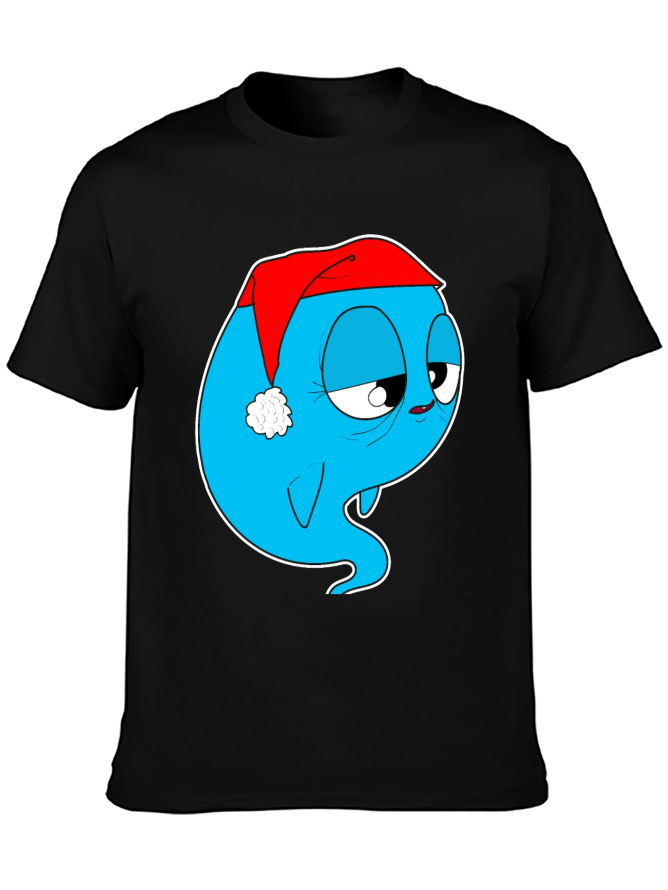Cartoon Ghost in Santa Hat Graphic Tee